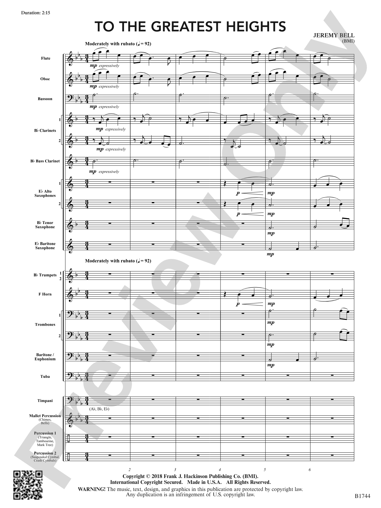 To the Greatest Heights: Concert Band Conductor Score & Parts
