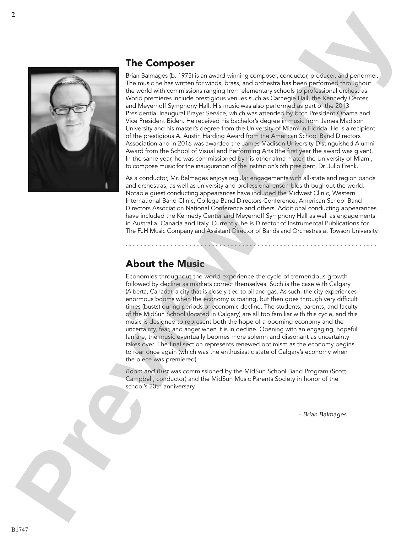 Boom and Bust: Concert Band Conductor Score & Parts