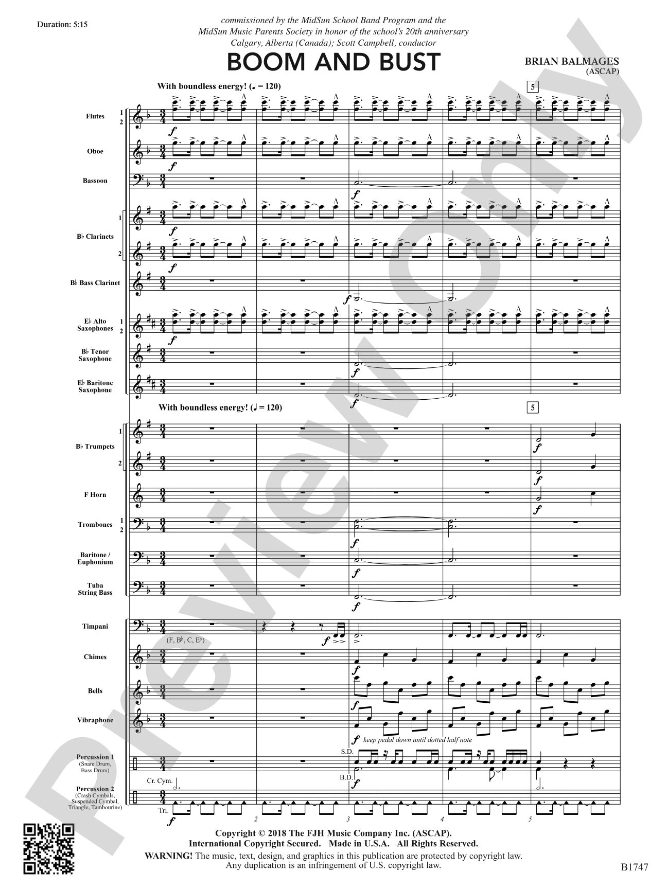 Boom and Bust: Concert Band Conductor Score & Parts