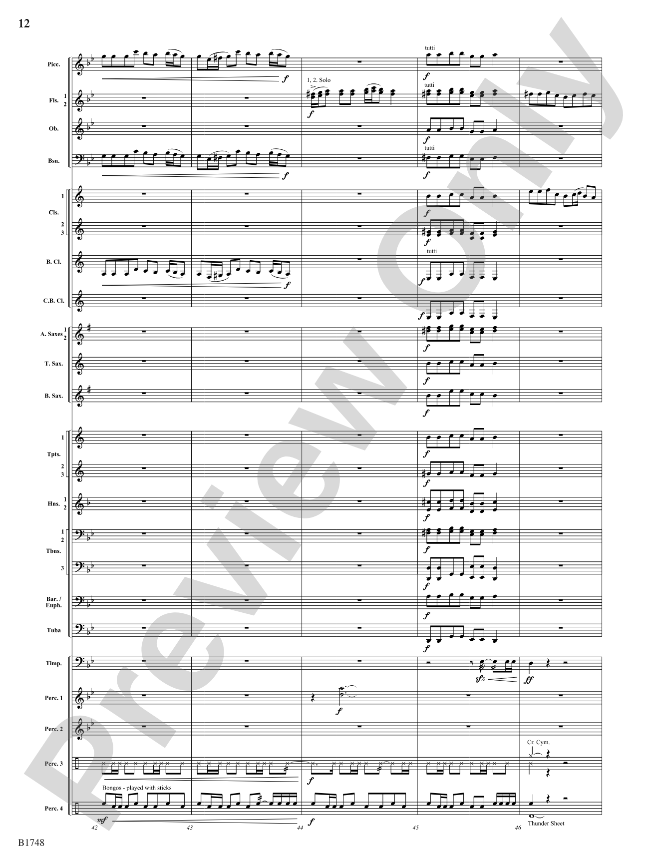 Come Down Rain: Score