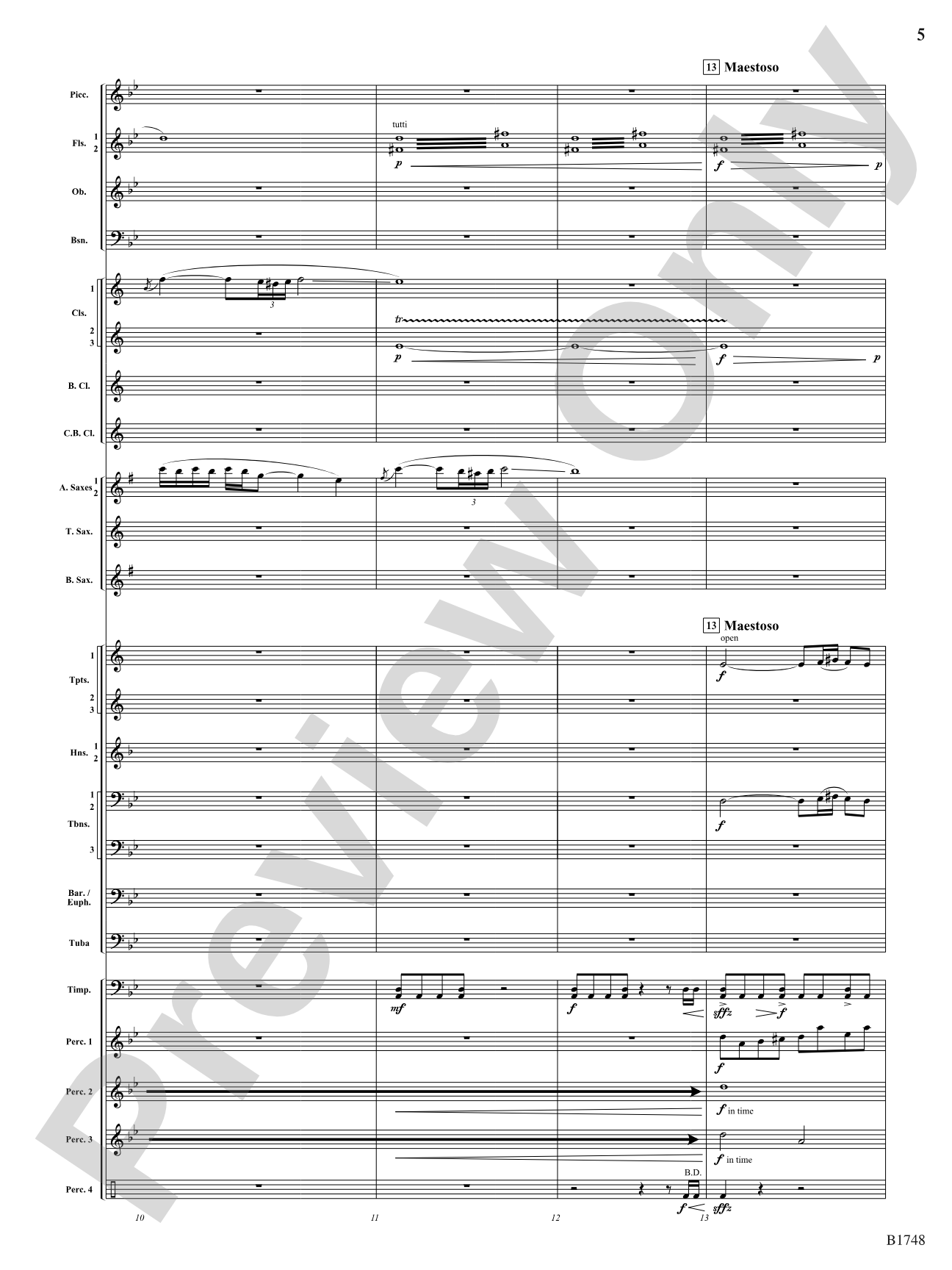 Come Down Rain: Score