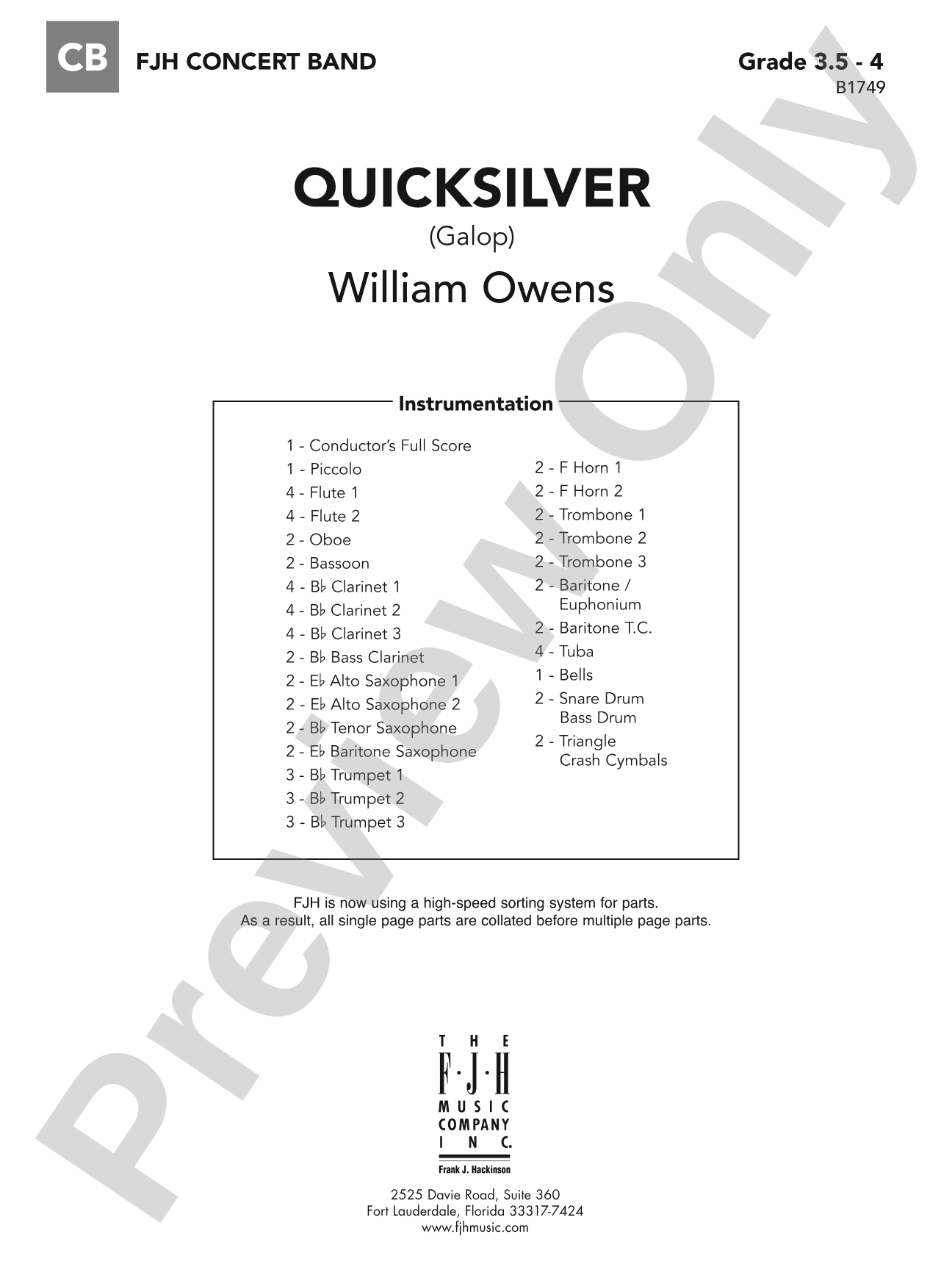 Quicksilver: Concert Band Conductor Score & Parts