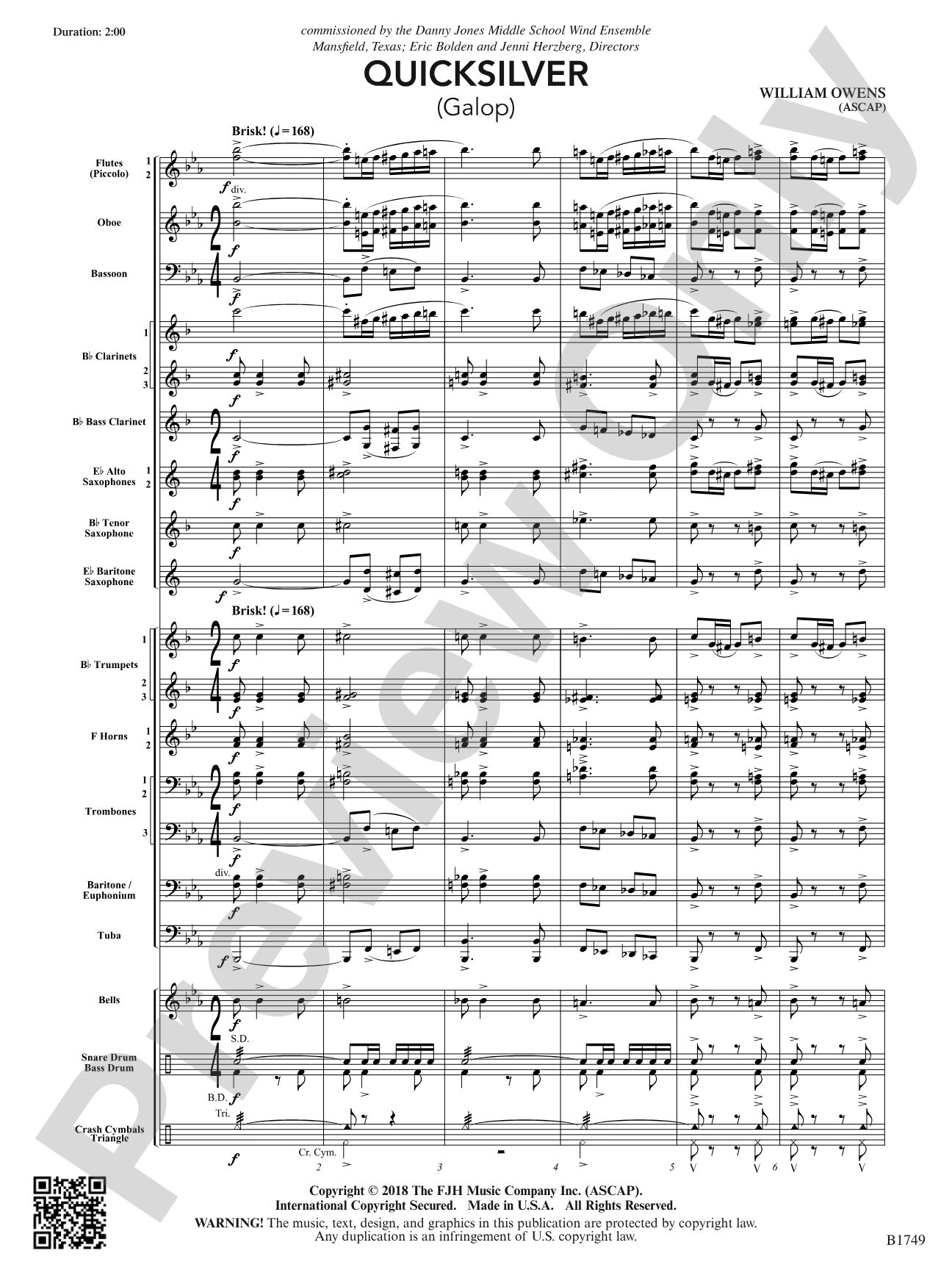 Quicksilver: Concert Band Conductor Score & Parts