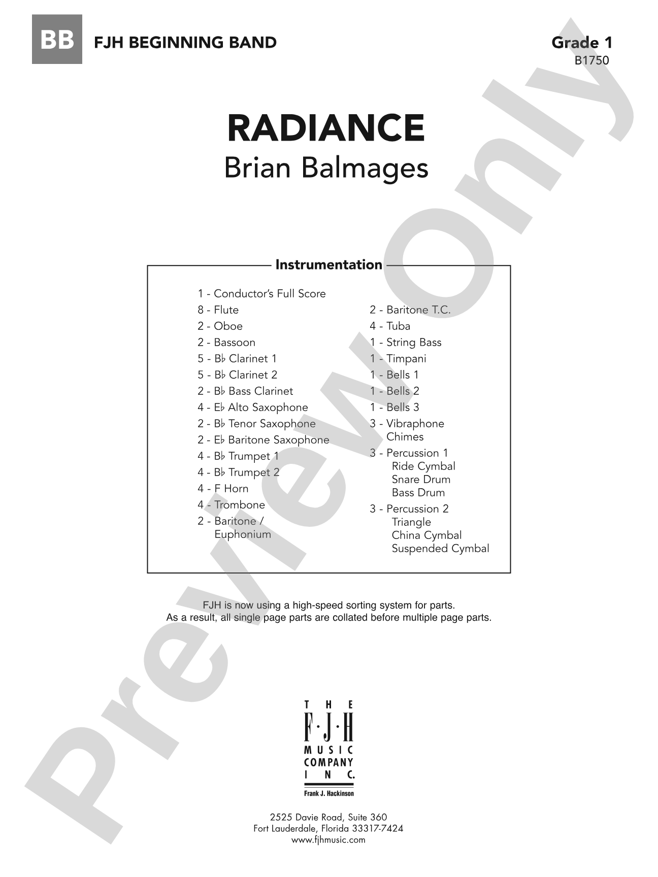 Radiance: Concert Band Conductor Score & Parts
