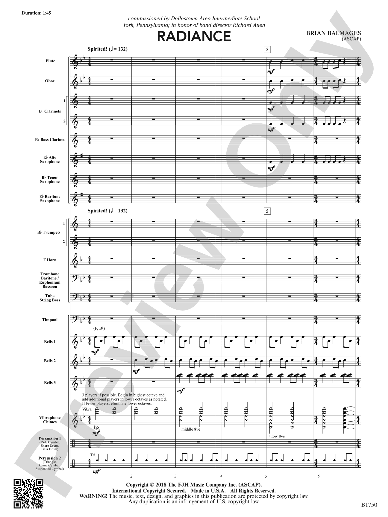 Radiance: Concert Band Conductor Score & Parts
