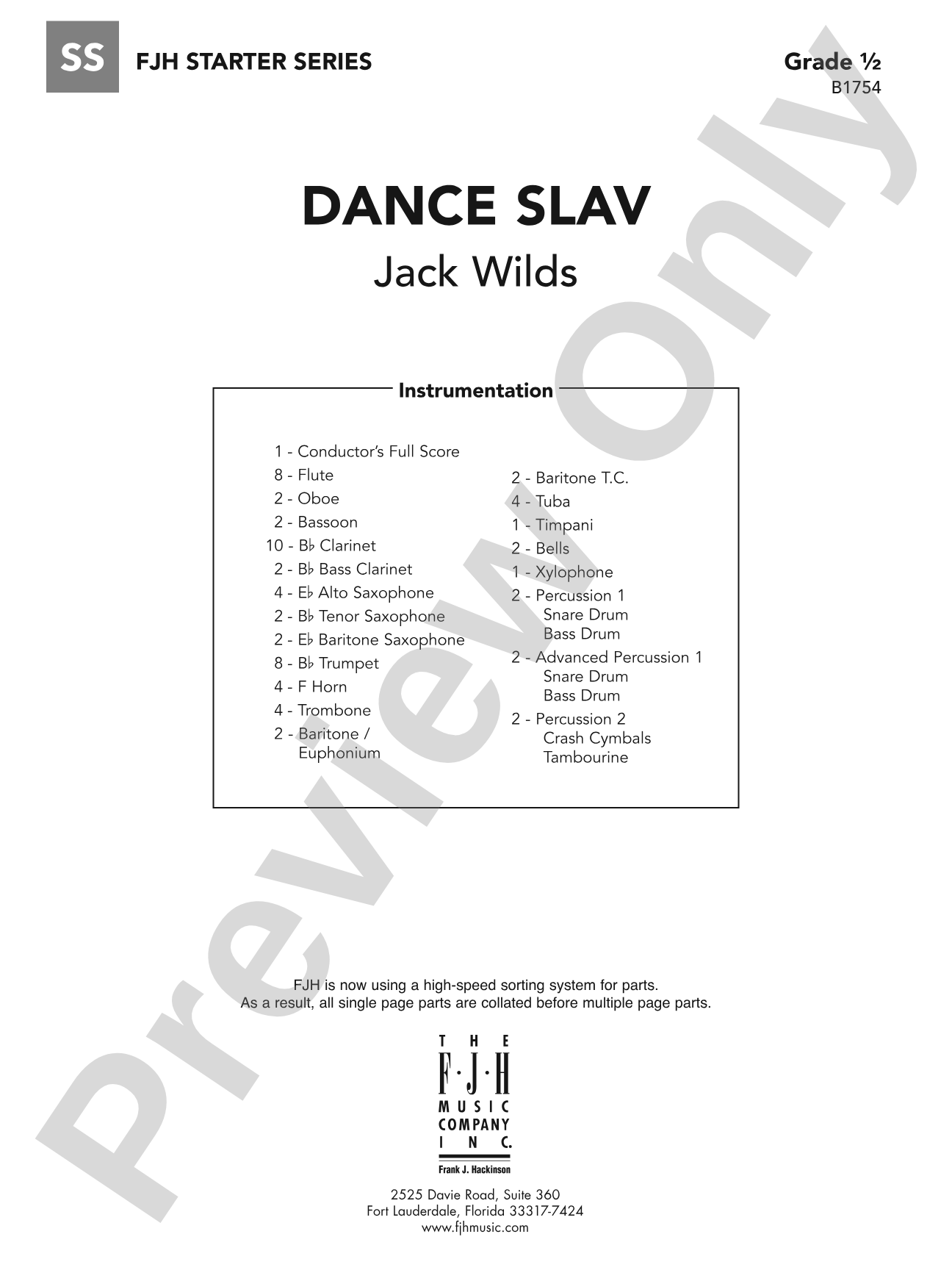 Dance Slav: Concert Band Conductor Score & Parts