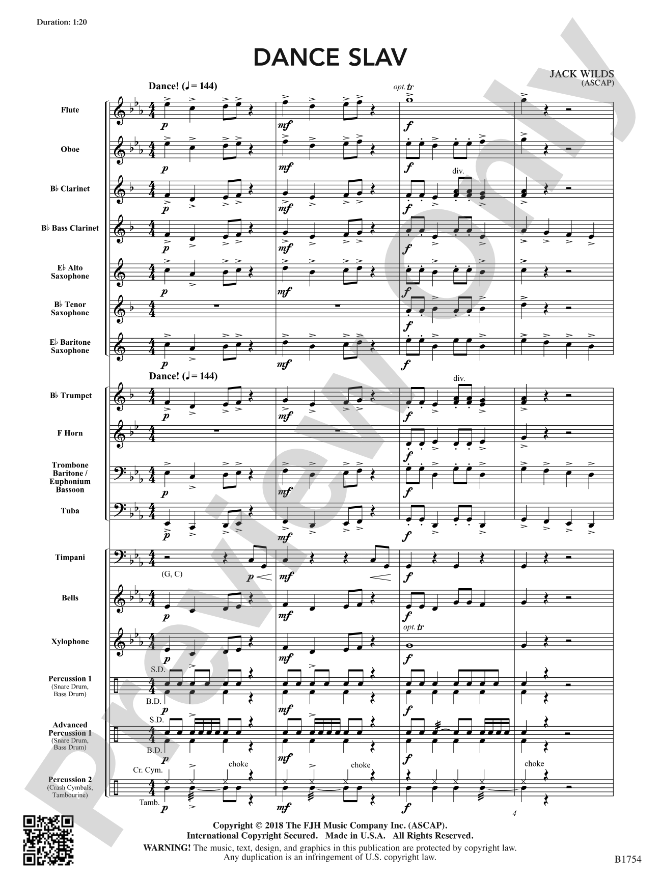 Dance Slav: Concert Band Conductor Score & Parts