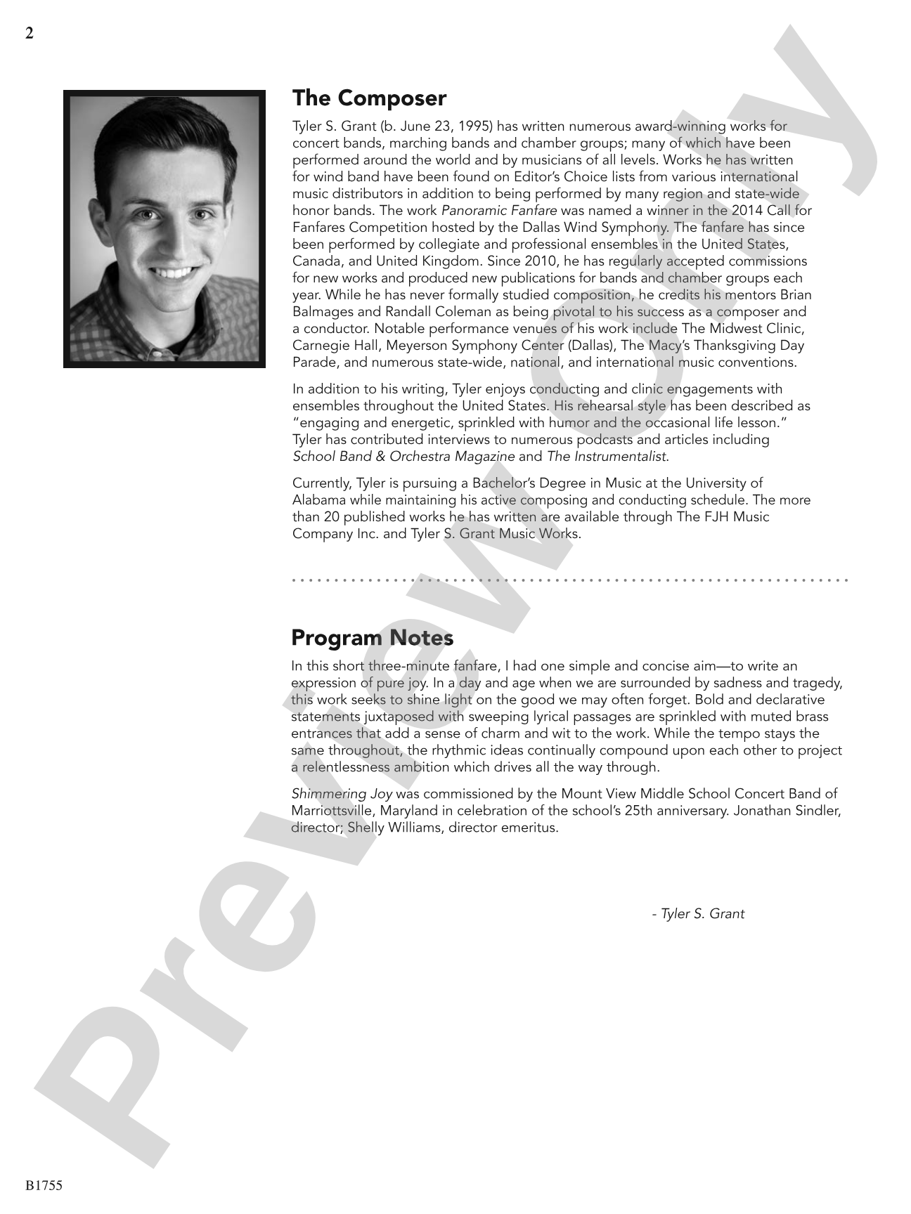 Shimmering Joy: Concert Band Conductor Score & Parts