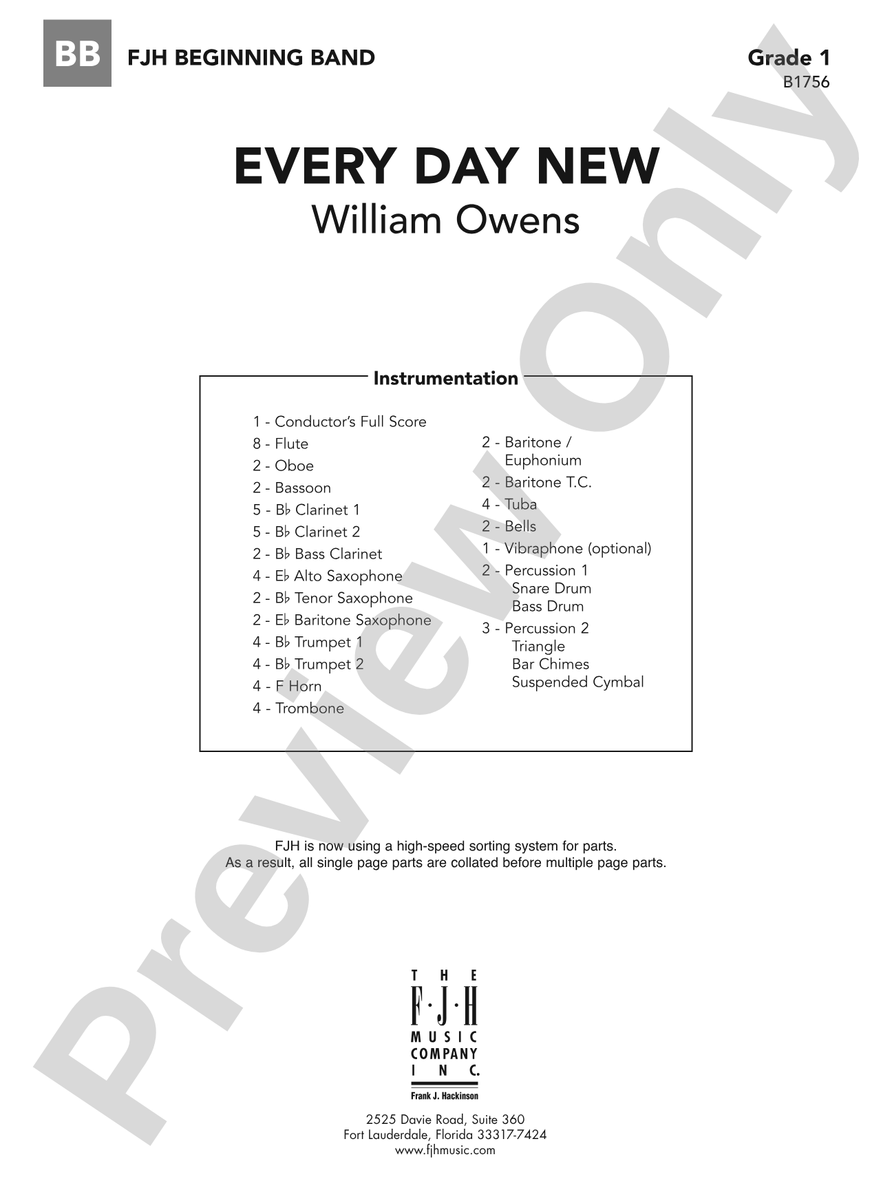 Every Day New: Concert Band Conductor Score & Parts