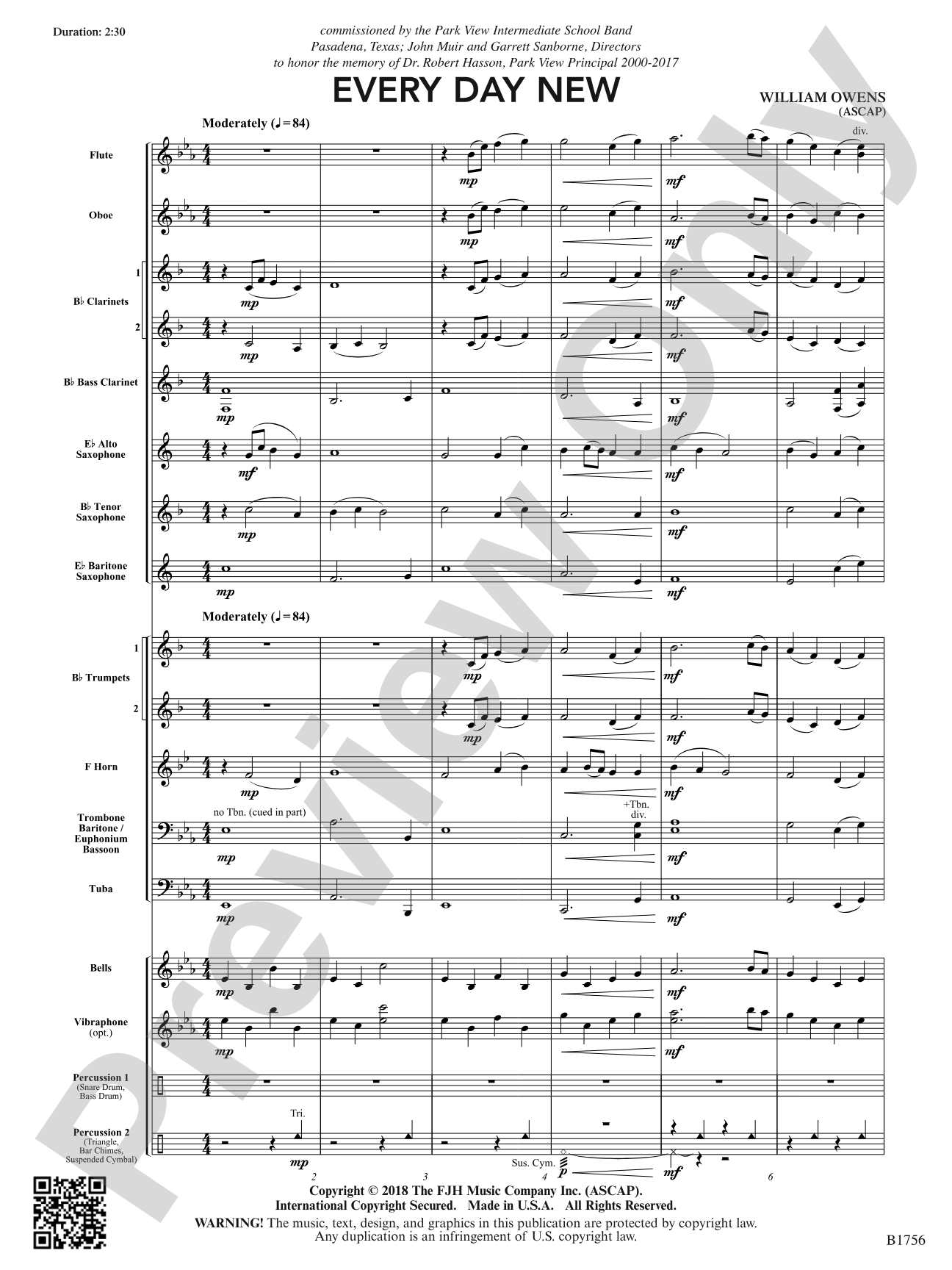 Every Day New: Concert Band Conductor Score & Parts