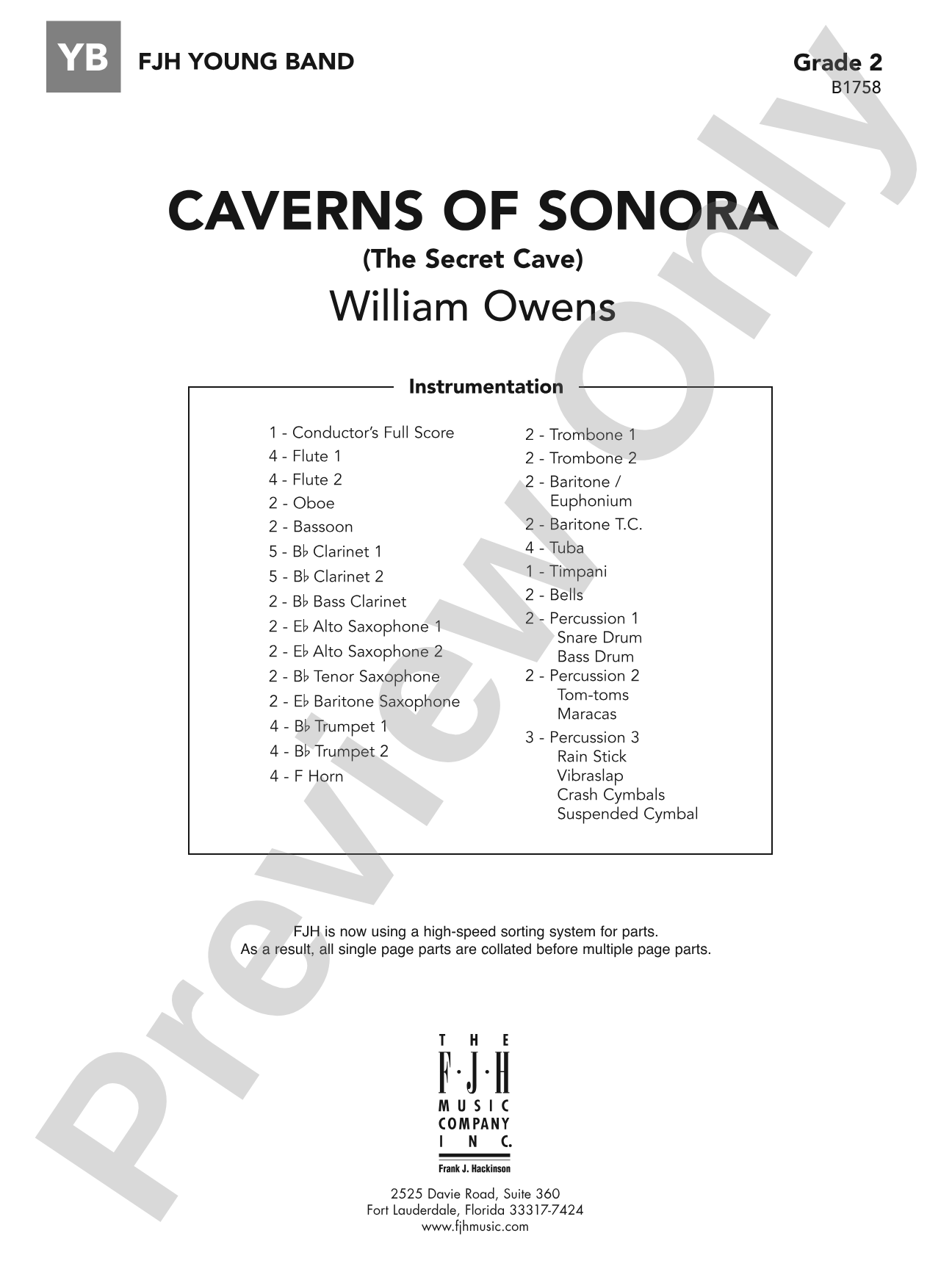 Caverns of Sonora: Concert Band Conductor Score & Parts