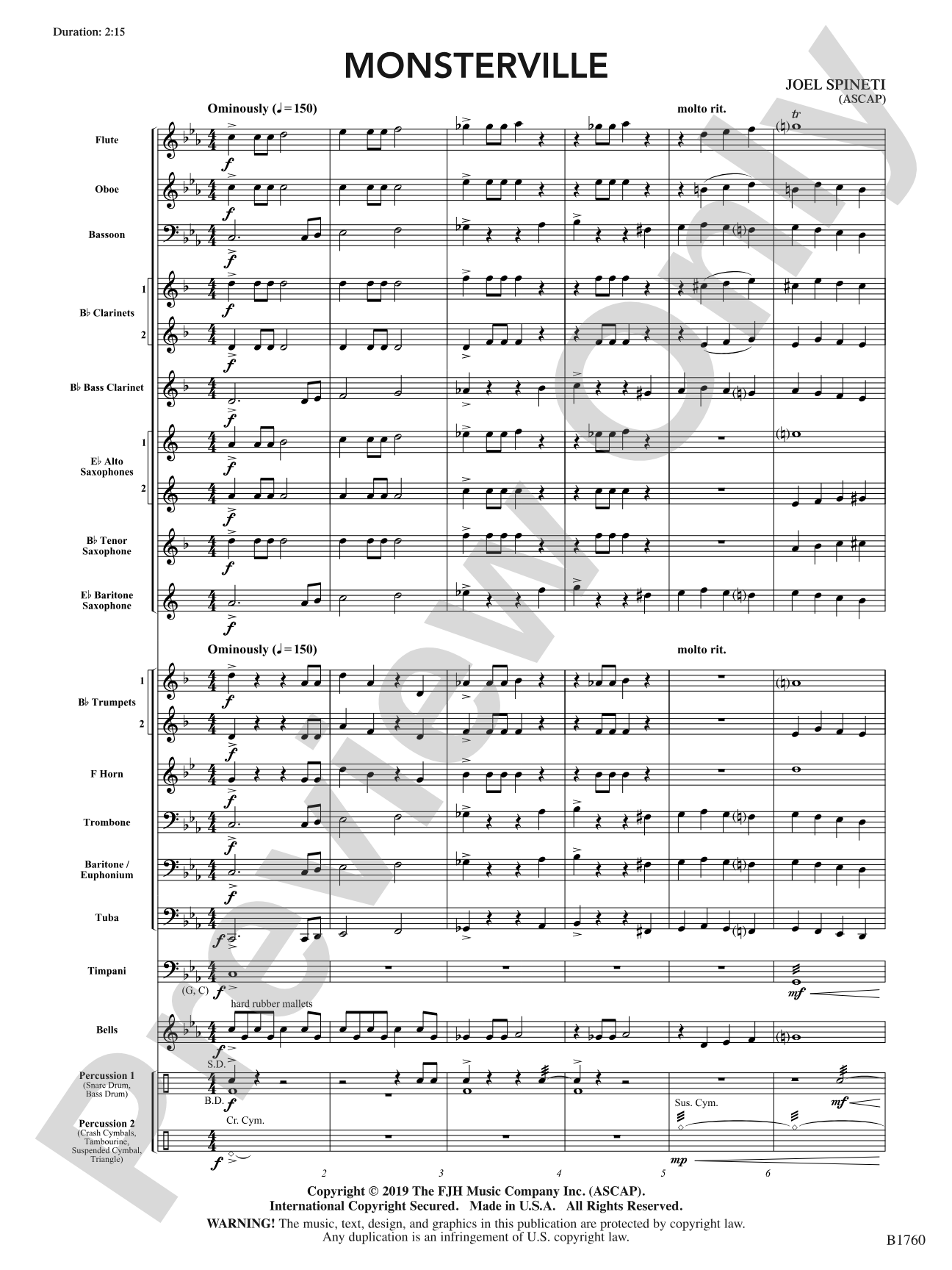 Monsterville: Concert Band Conductor Score & Parts