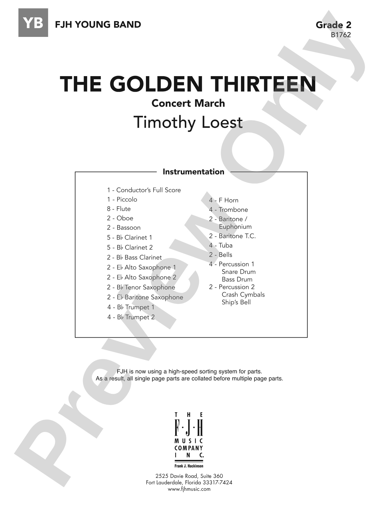 The Golden Thirteen: Concert Band Conductor Score & Parts