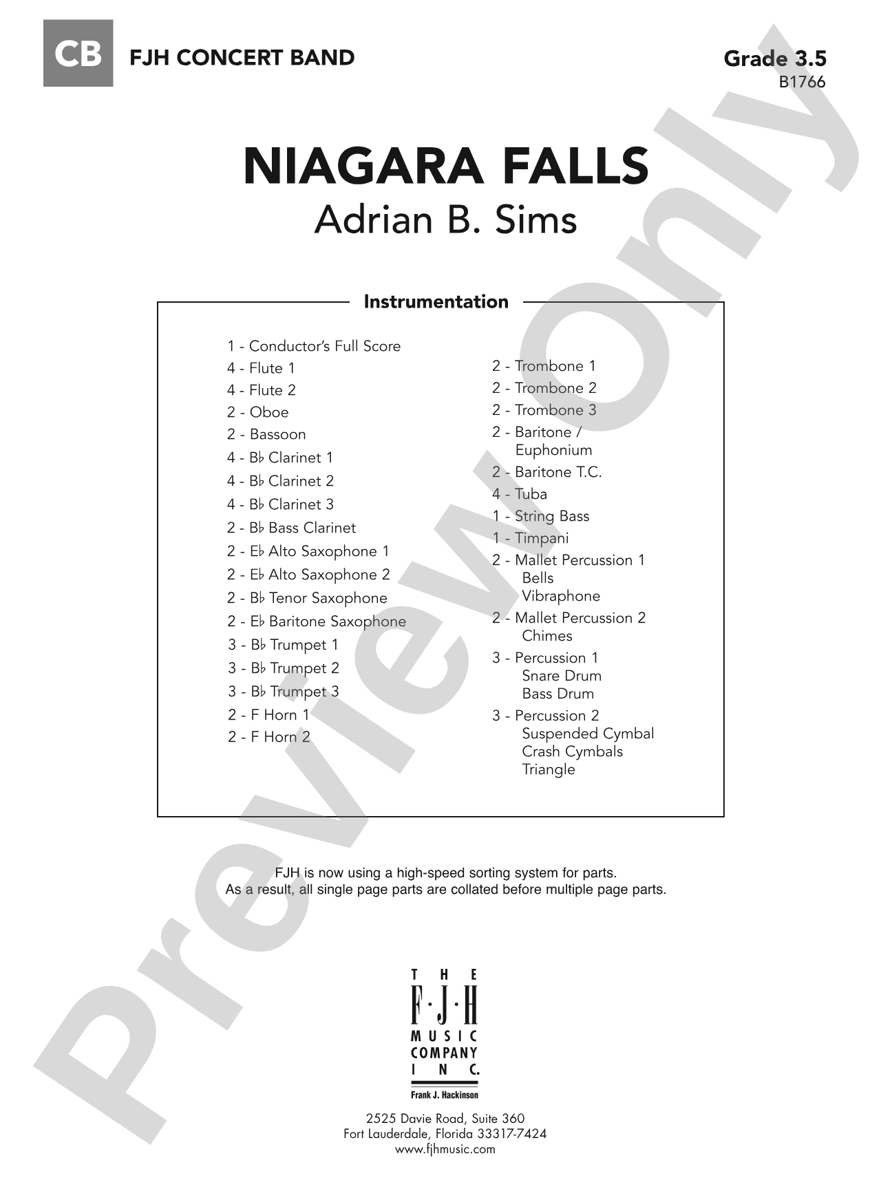Niagara Falls: Concert Band Conductor Score & Parts