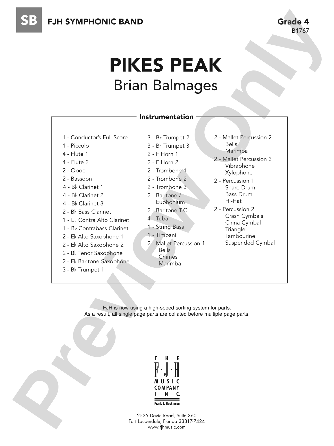 Pikes Peak: Concert Band Conductor Score & Parts