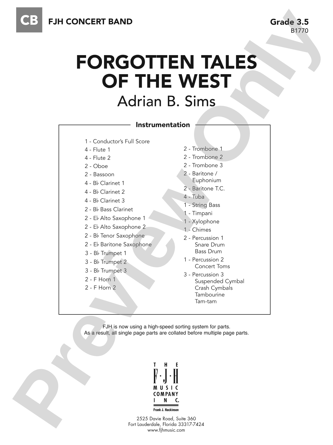 Forgotten Tales of the West: Concert Band Conductor Score & Parts