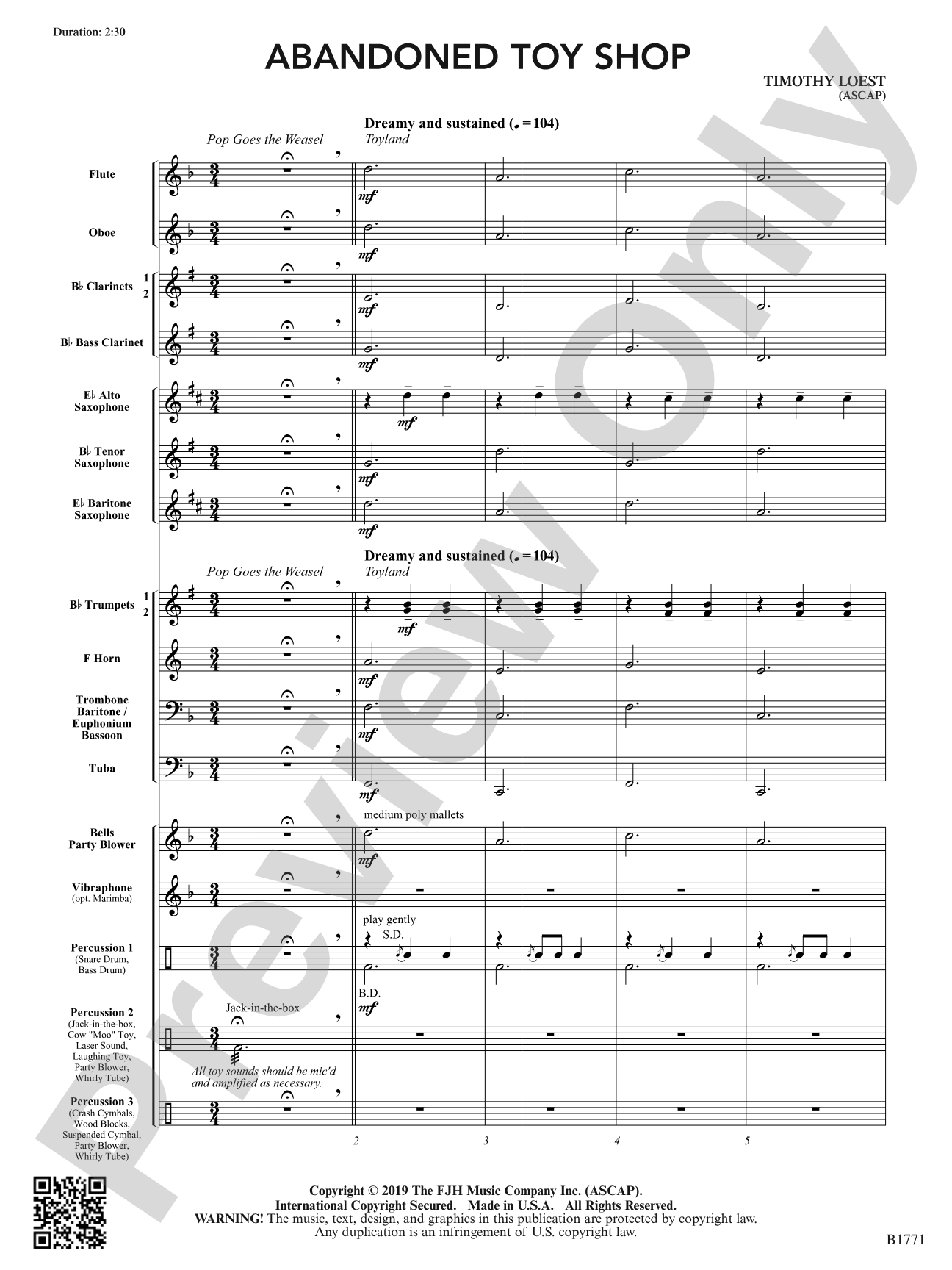 Abandoned Toy Shop: Concert Band Conductor Score & Parts