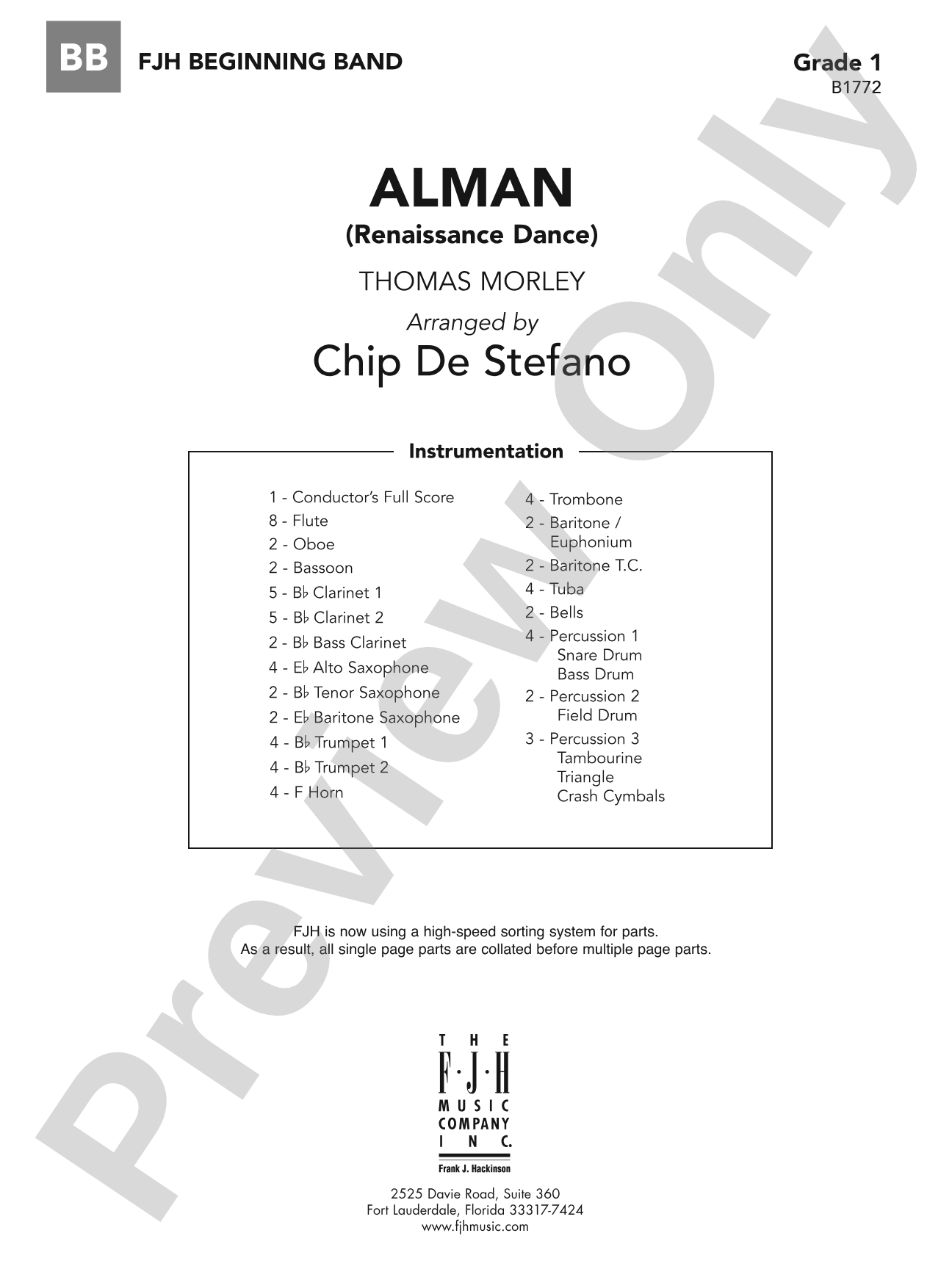 Alman: Concert Band Conductor Score & Parts