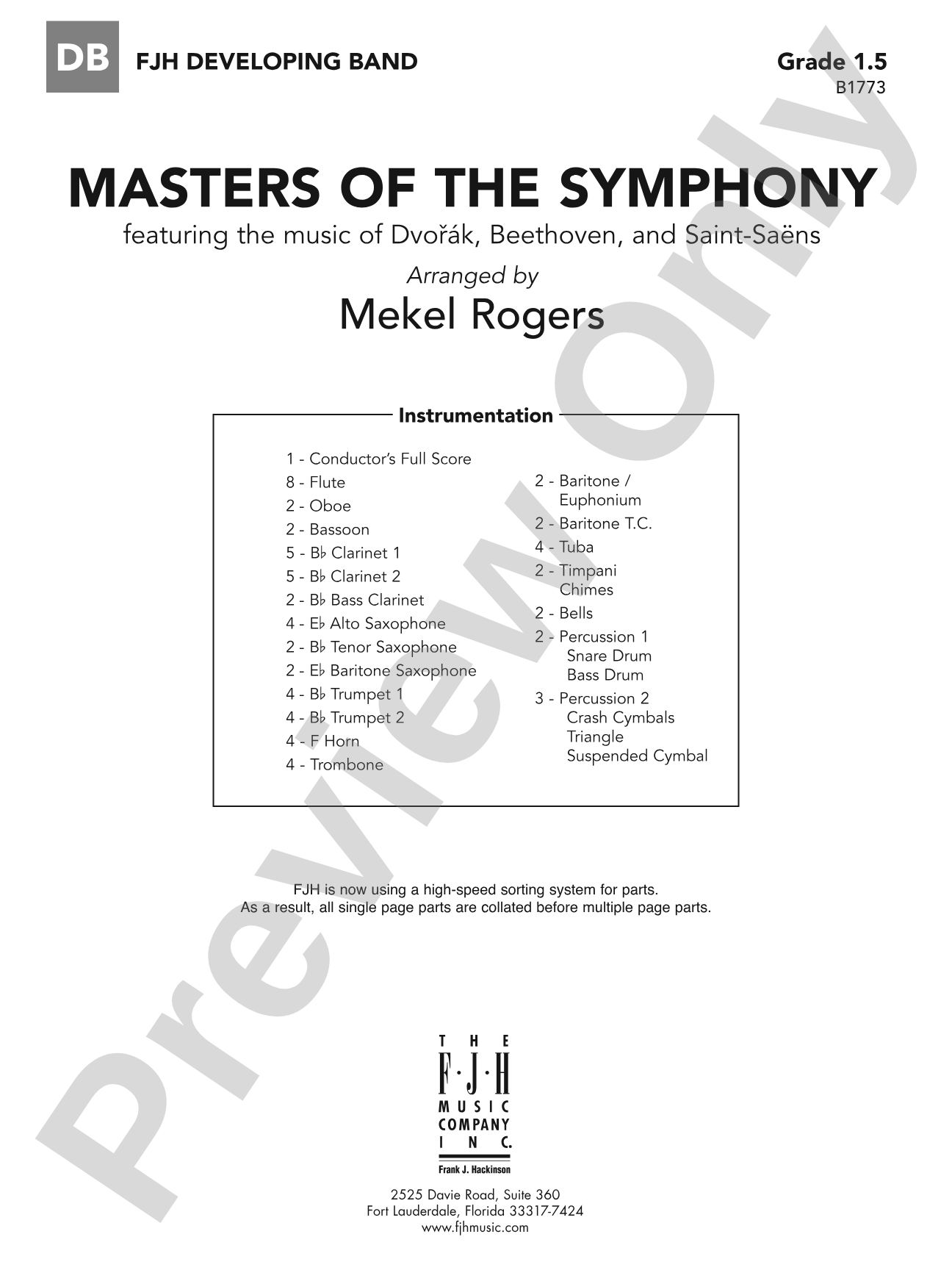 Masters of the Symphony: Concert Band Conductor Score & Parts
