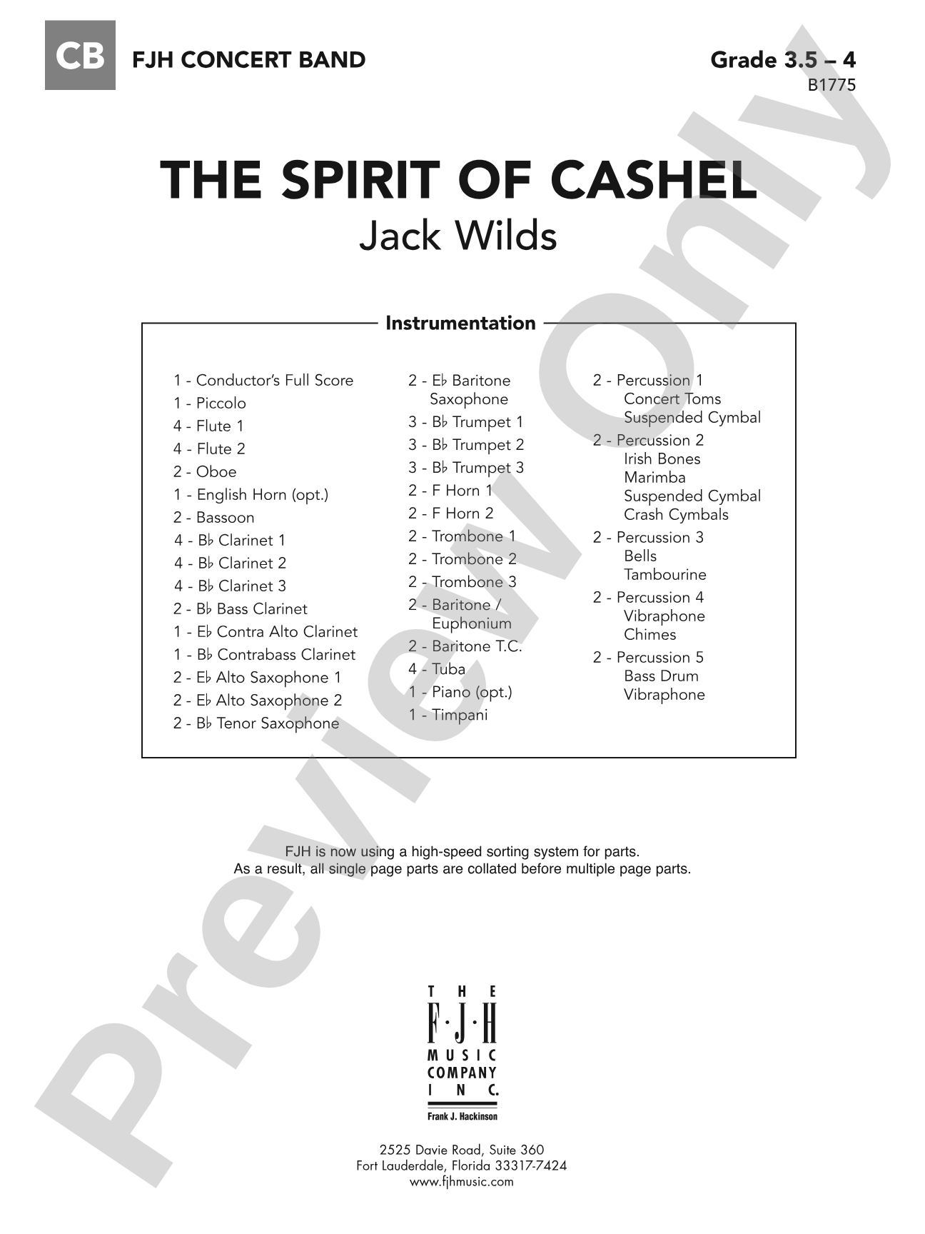 The Spirit of Cashel: Concert Band Conductor Score & Parts
