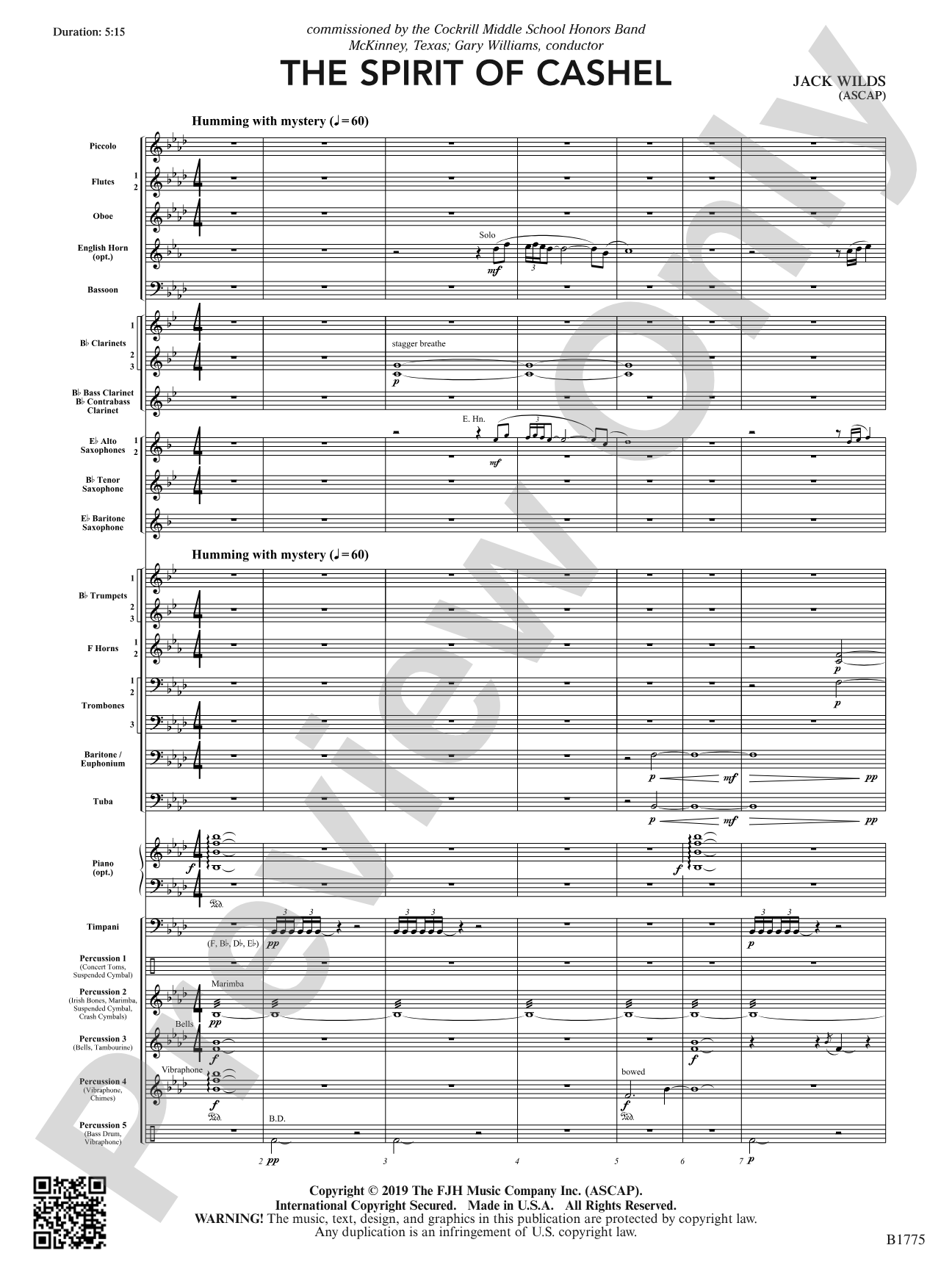 The Spirit of Cashel: Concert Band Conductor Score & Parts