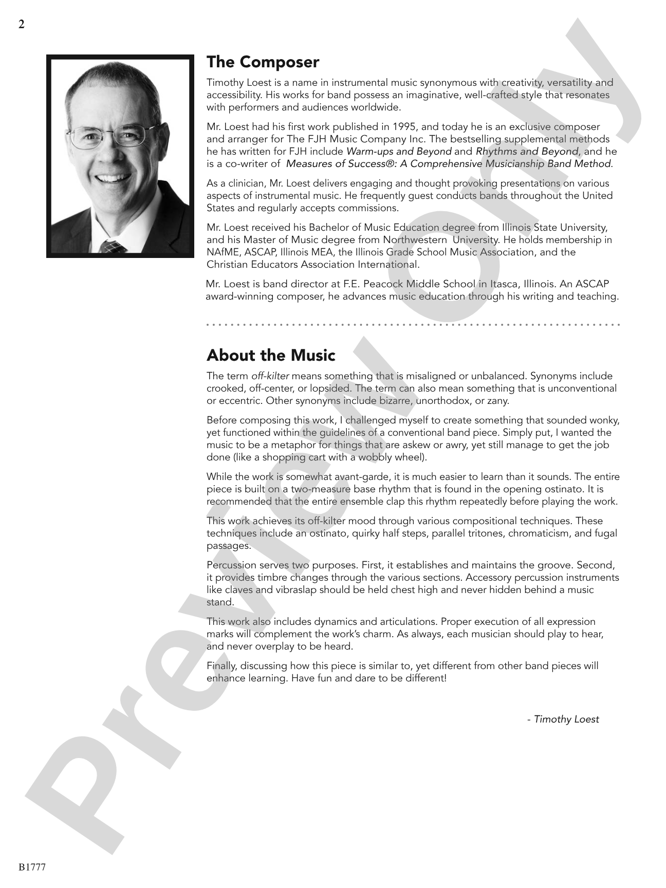Off-Kilter: Concert Band Conductor Score & Parts