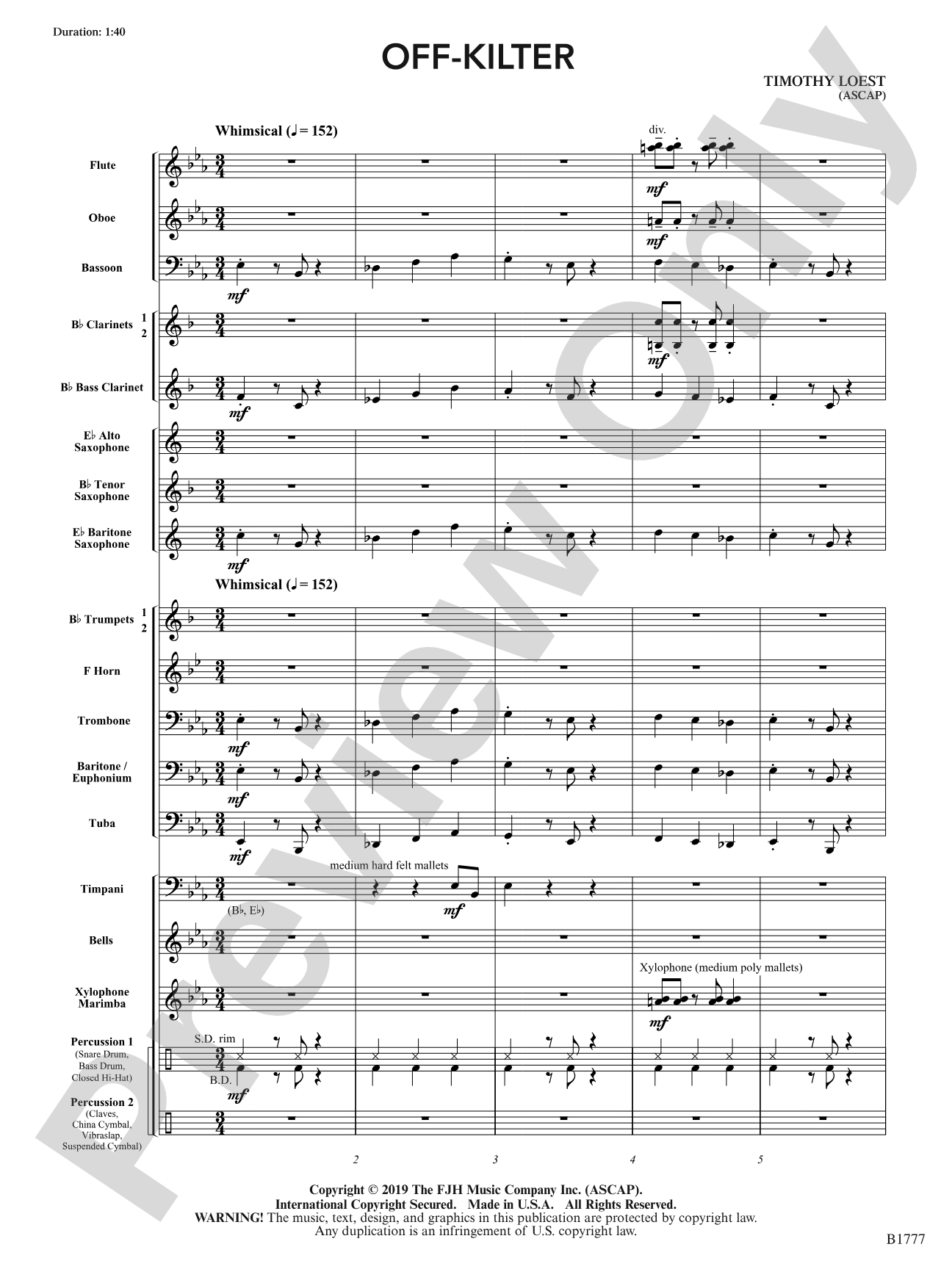 Off-Kilter: Concert Band Conductor Score & Parts