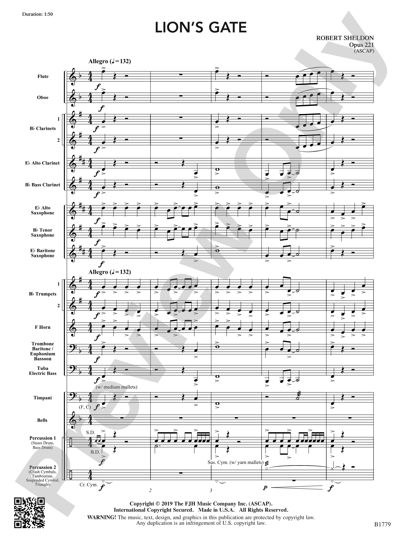 Lion's Gate: Concert Band Conductor Score & Parts