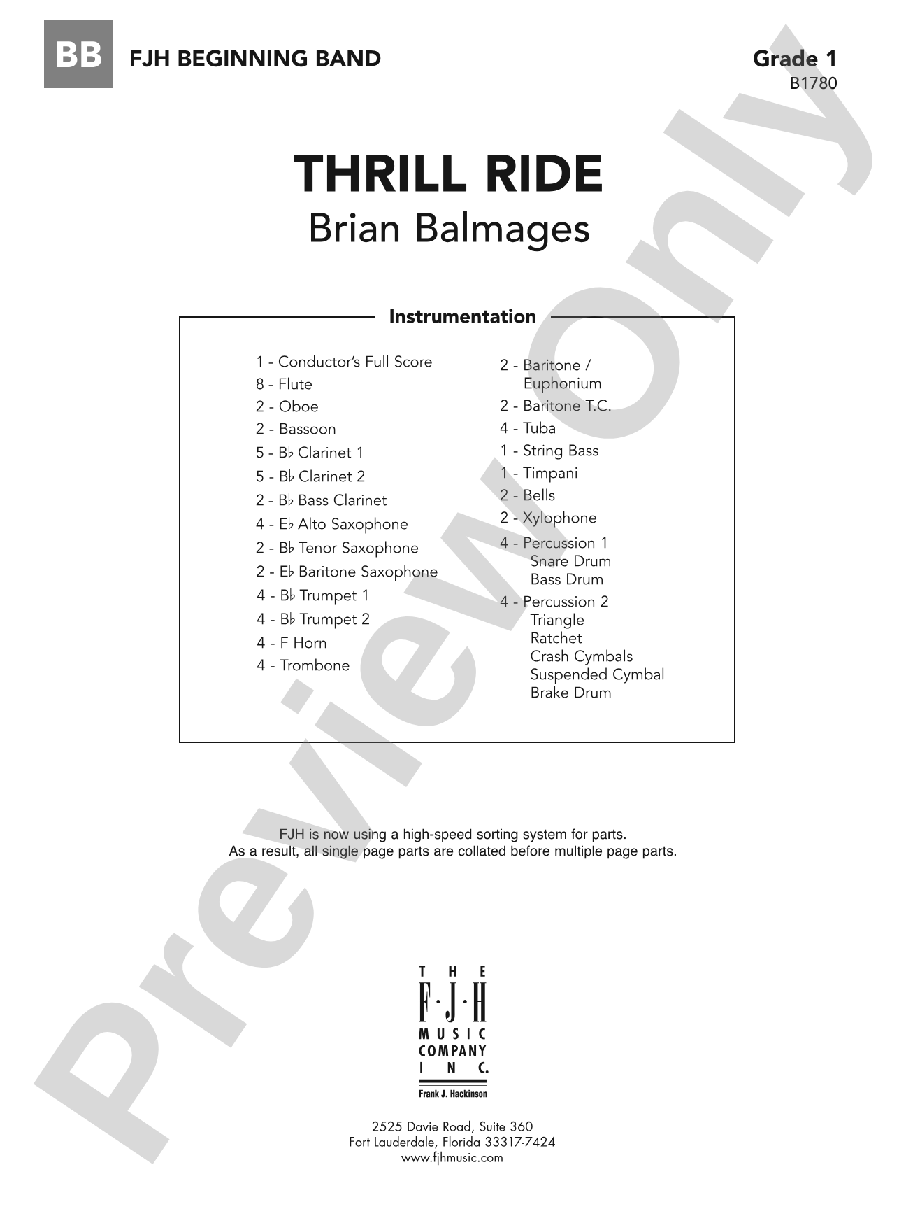 Thrill Ride: Concert Band Conductor Score & Parts