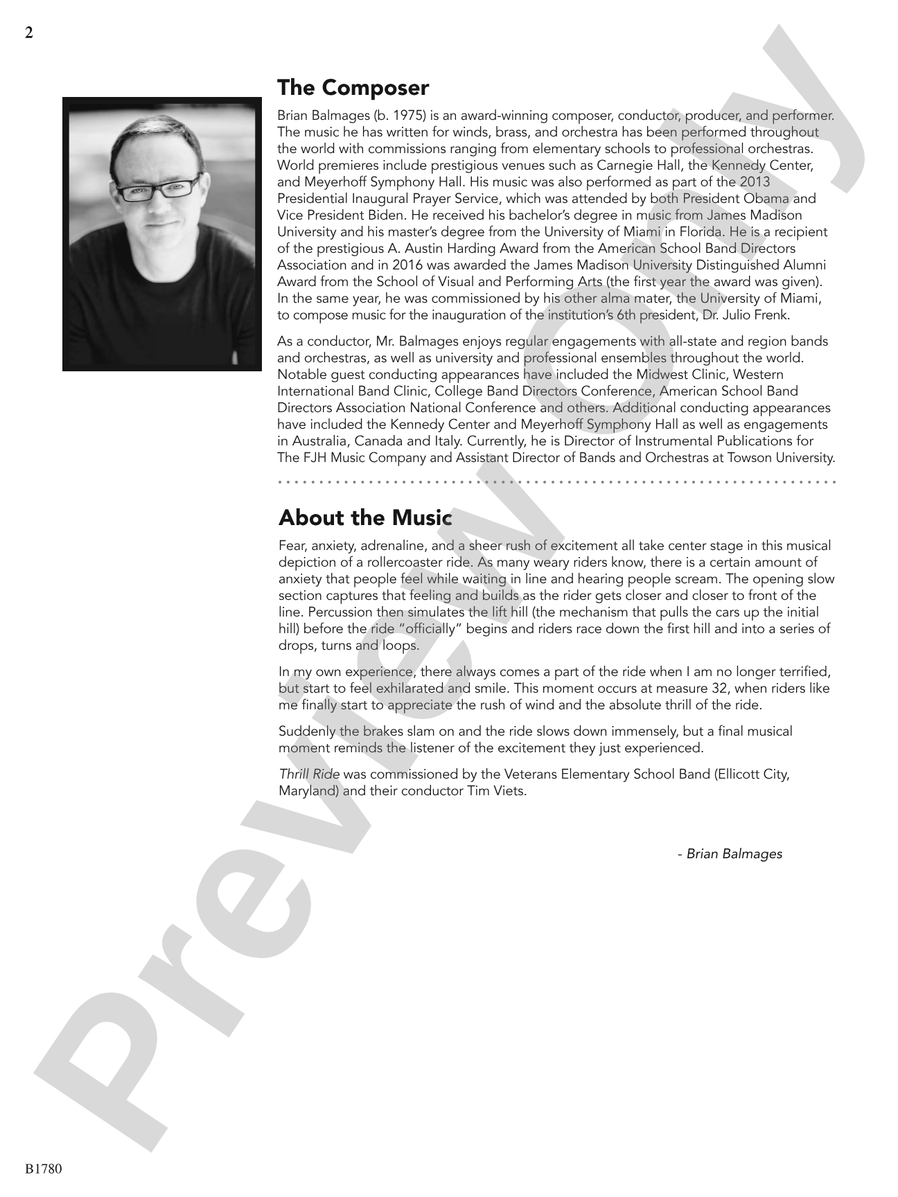 Thrill Ride: Concert Band Conductor Score & Parts