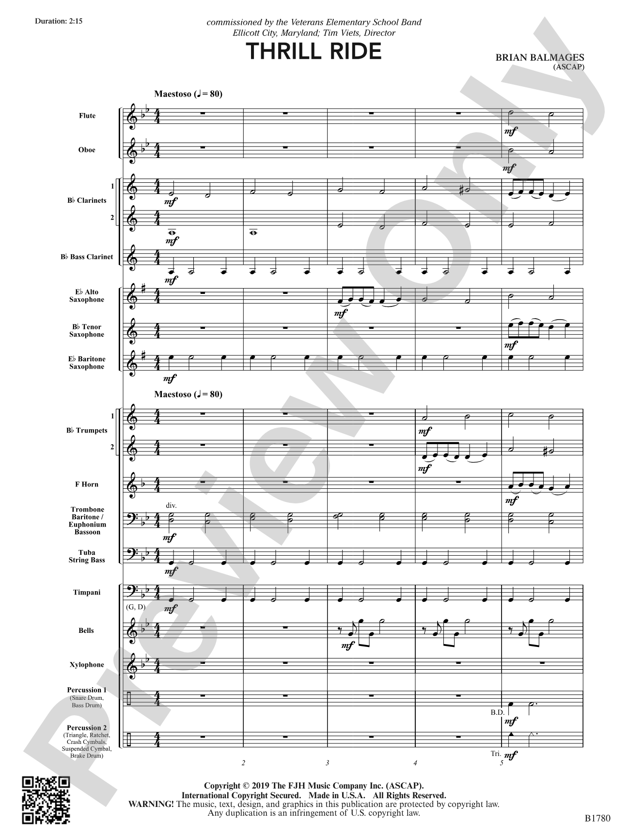 Thrill Ride: Concert Band Conductor Score & Parts
