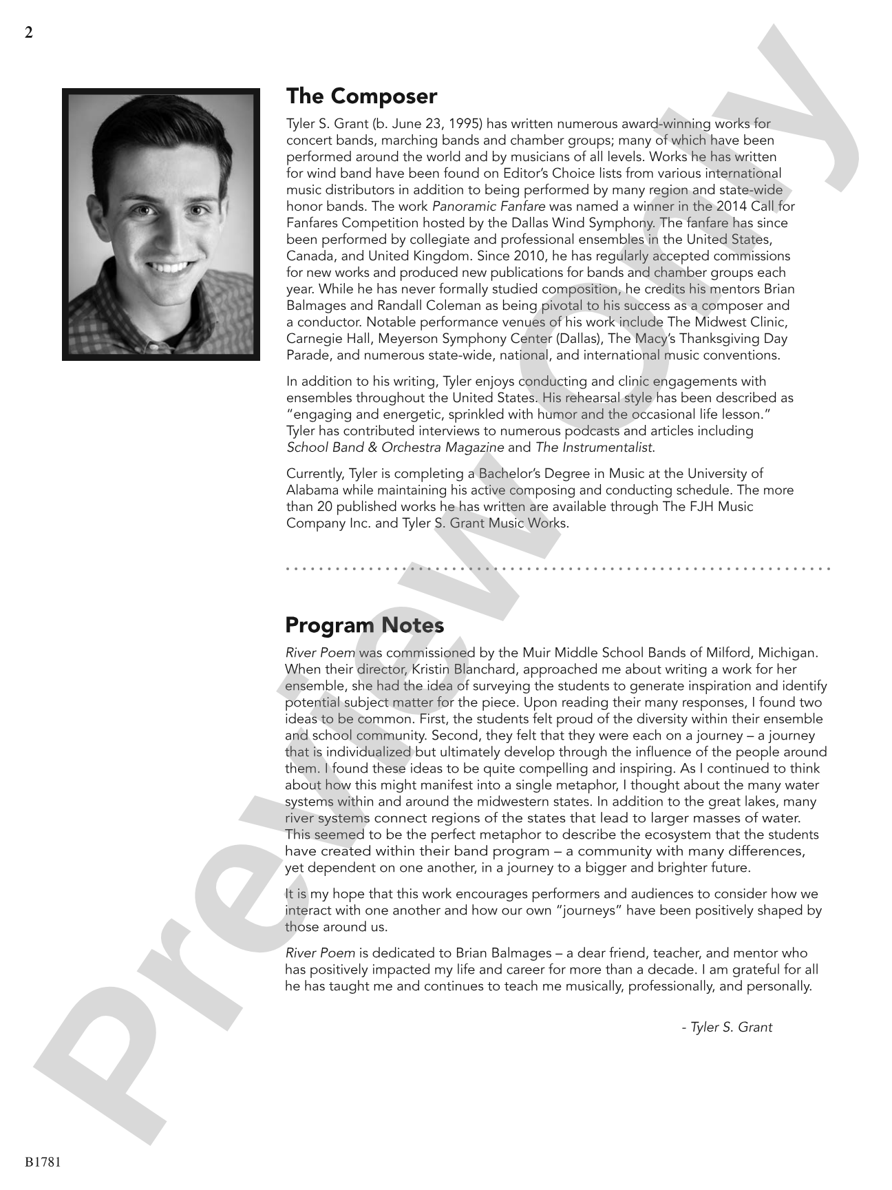 River Poem: Concert Band Conductor Score & Parts