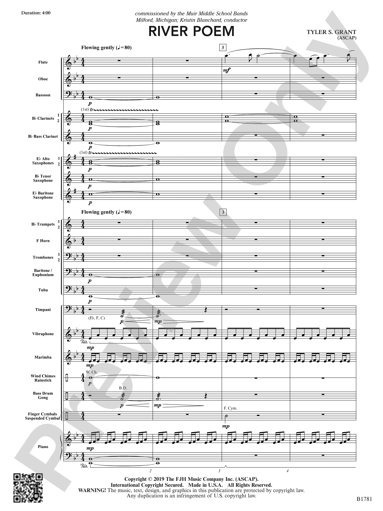 River Poem: Concert Band Conductor Score & Parts
