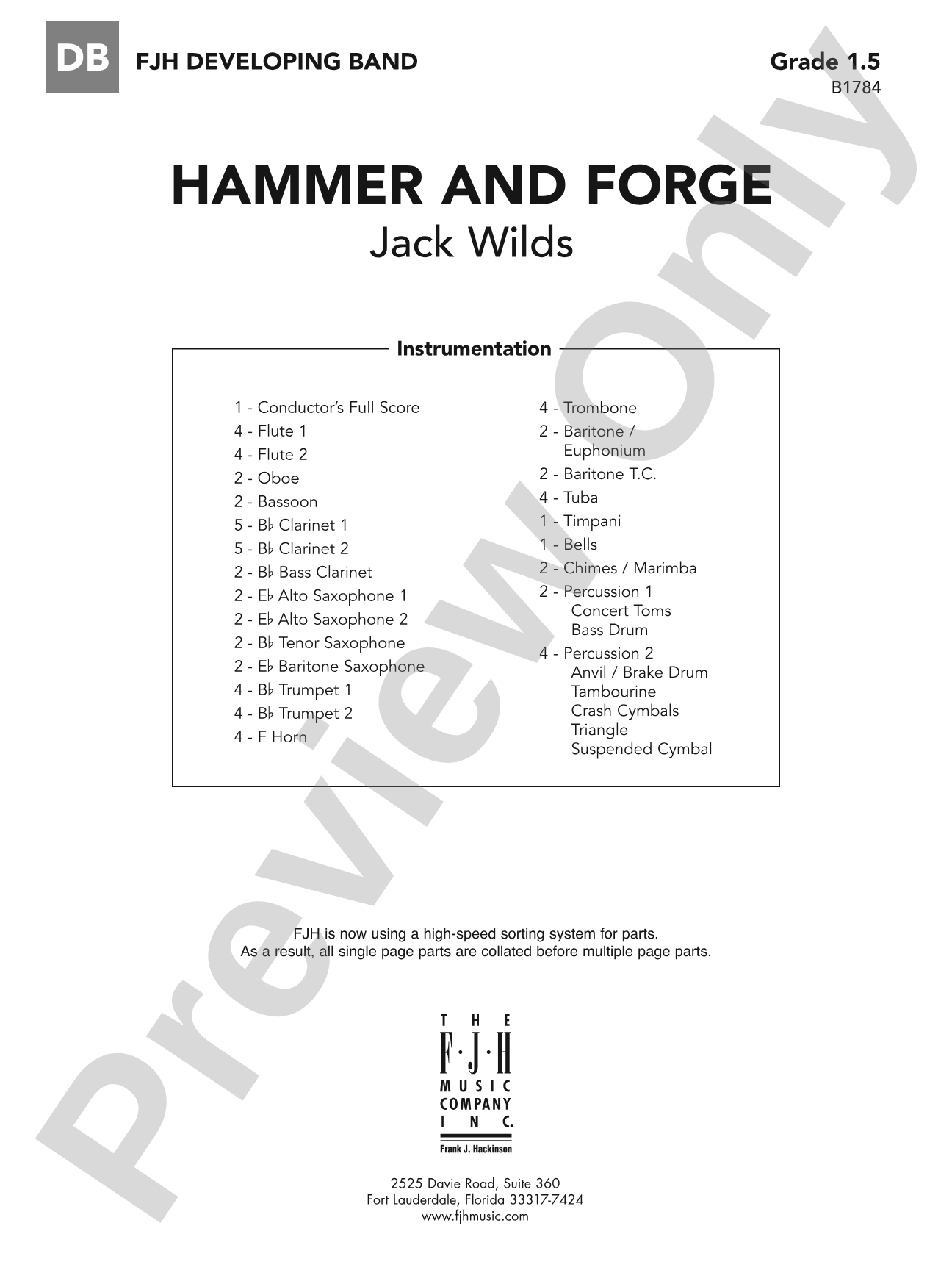 Hammer and Forge: Concert Band Conductor Score & Parts