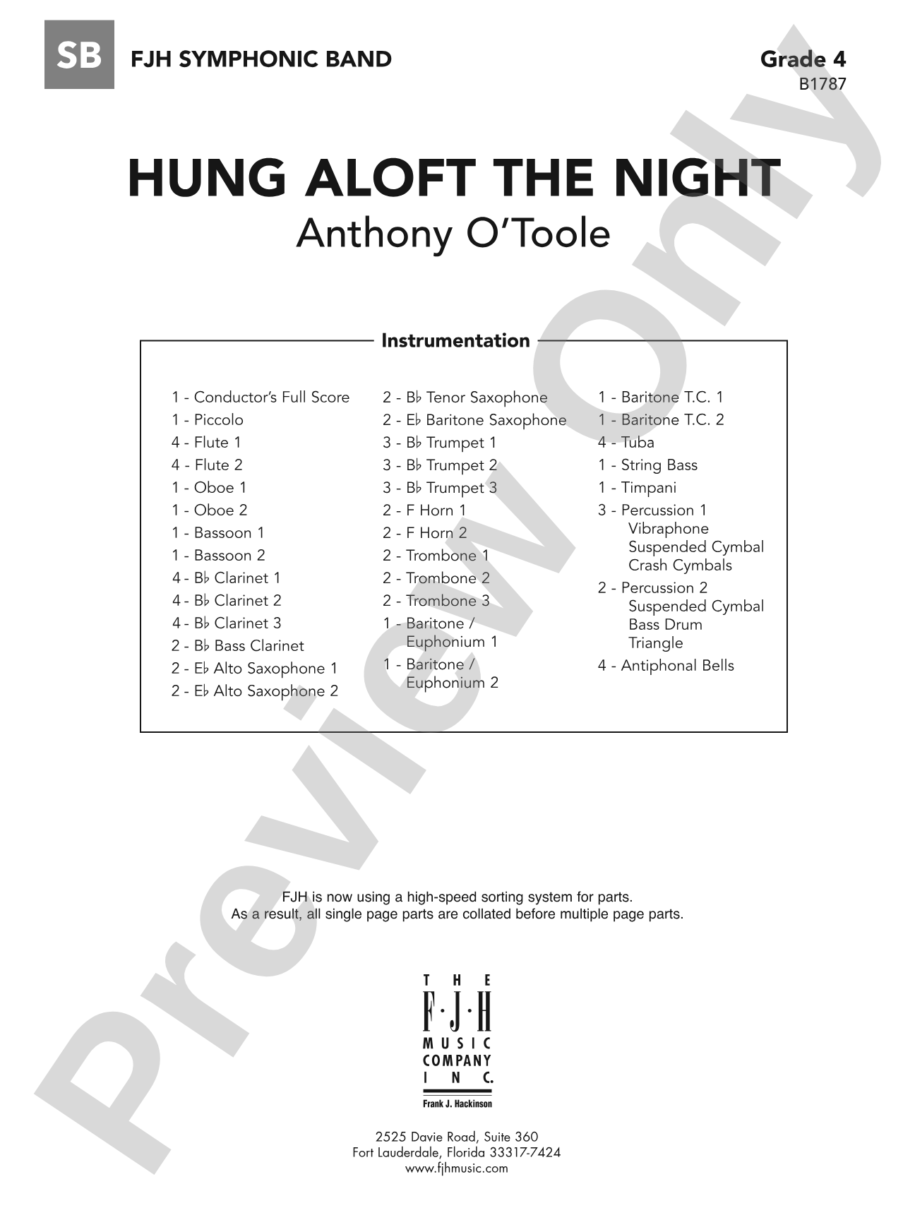 hung aloft the night: Concert Band Conductor Score & Parts
