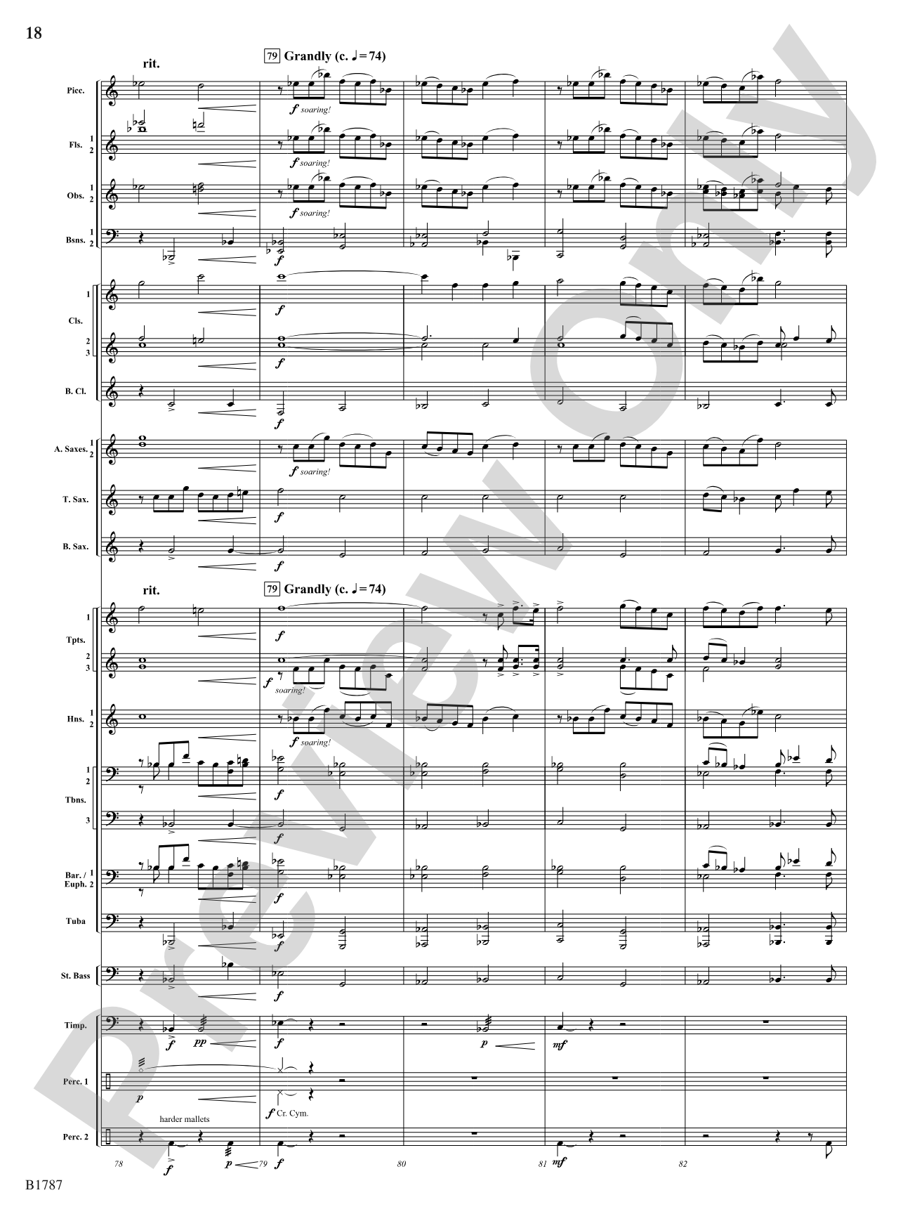 hung aloft the night: Concert Band Conductor Score & Parts
