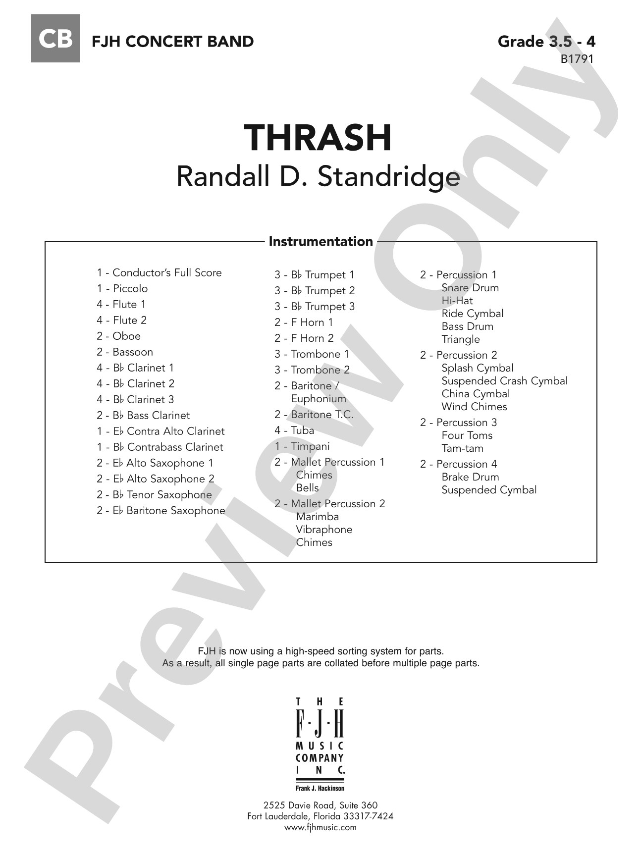 Thrash: Concert Band Conductor Score & Parts