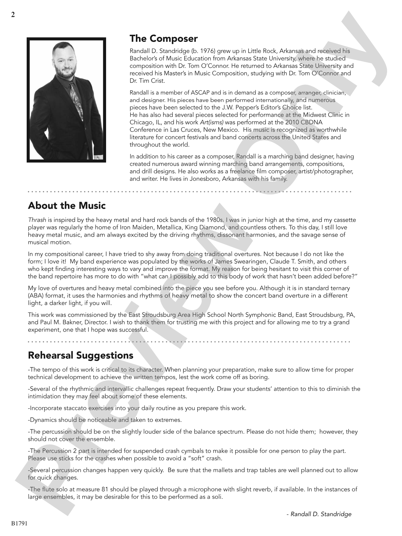 Thrash: Concert Band Conductor Score & Parts