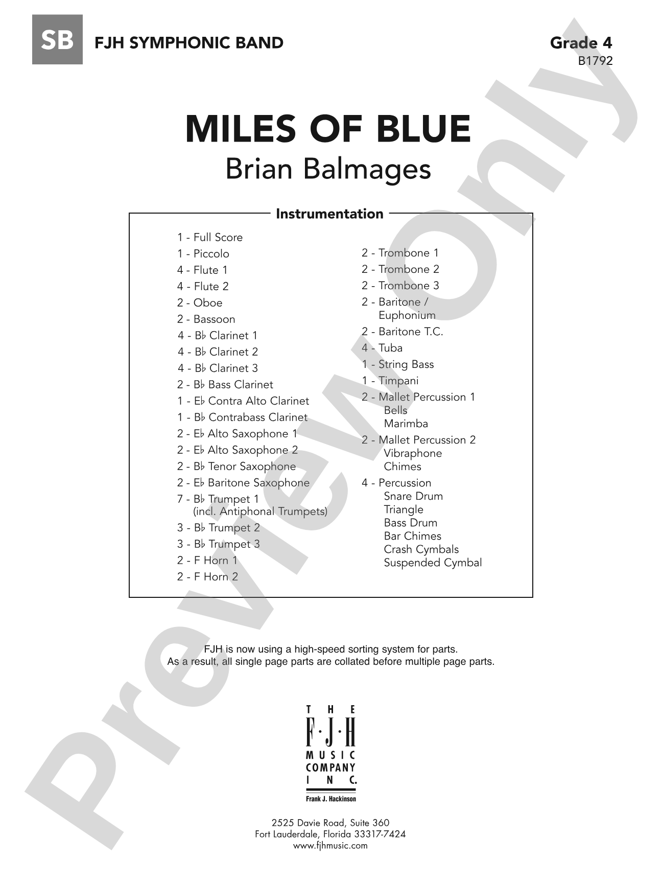Miles of Blue: Concert Band Conductor Score & Parts