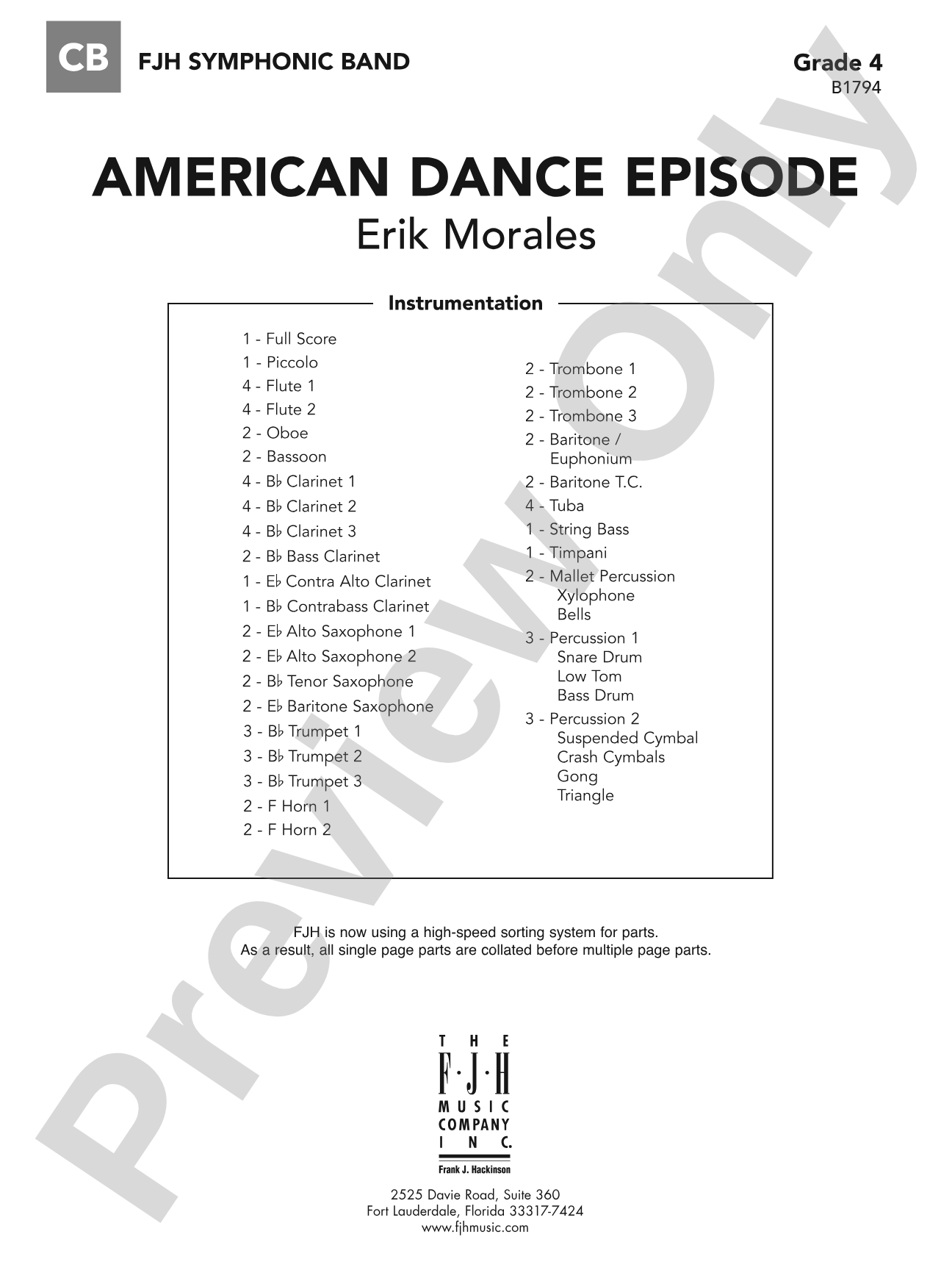 American Dance Episode: Concert Band Conductor Score & Parts