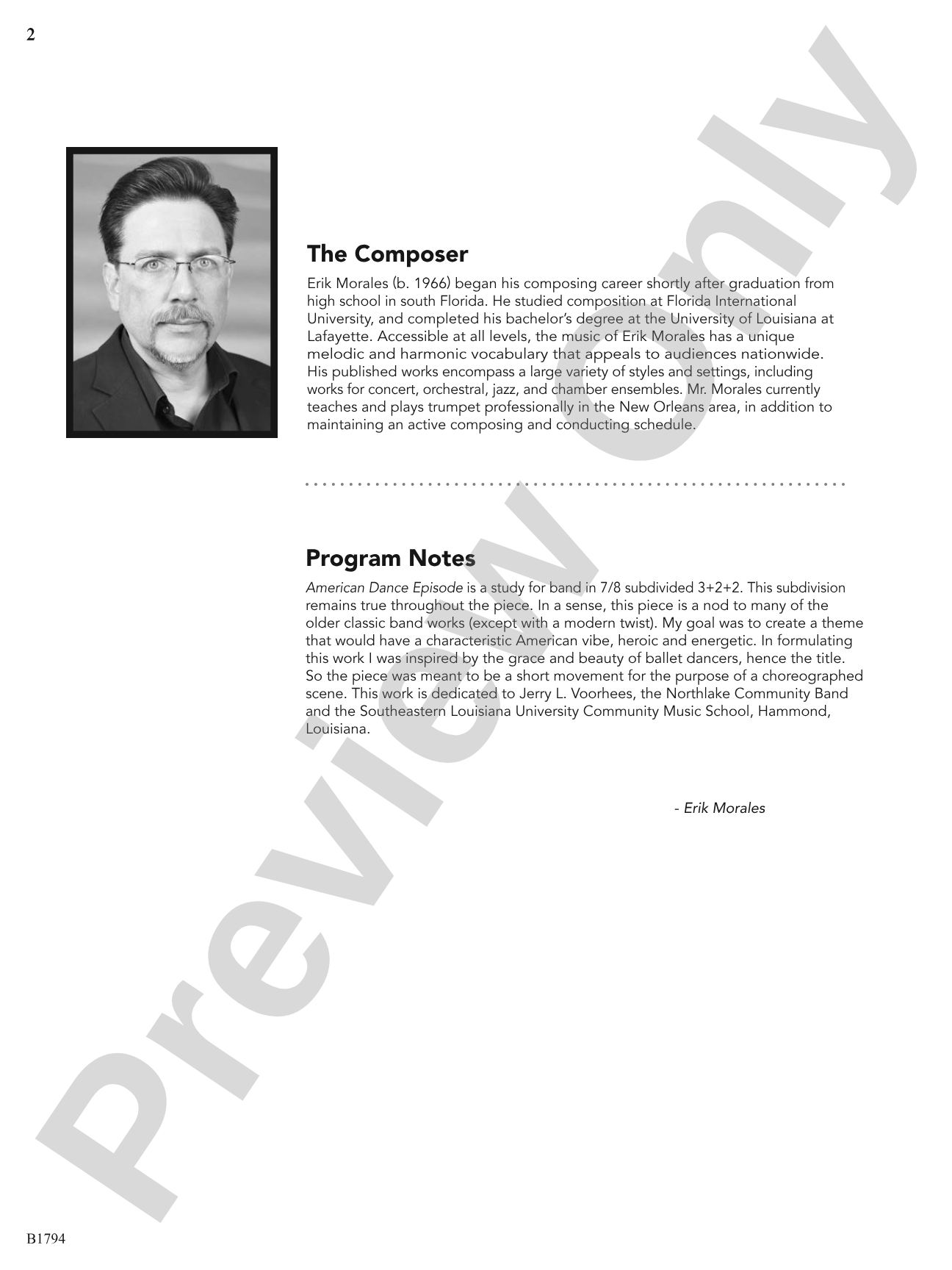 American Dance Episode: Concert Band Conductor Score & Parts