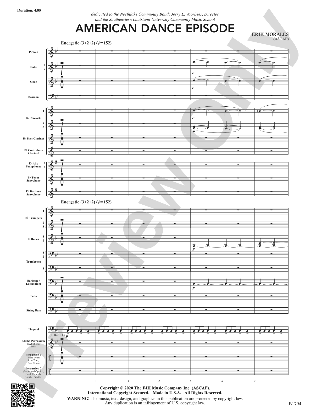 American Dance Episode: Concert Band Conductor Score & Parts