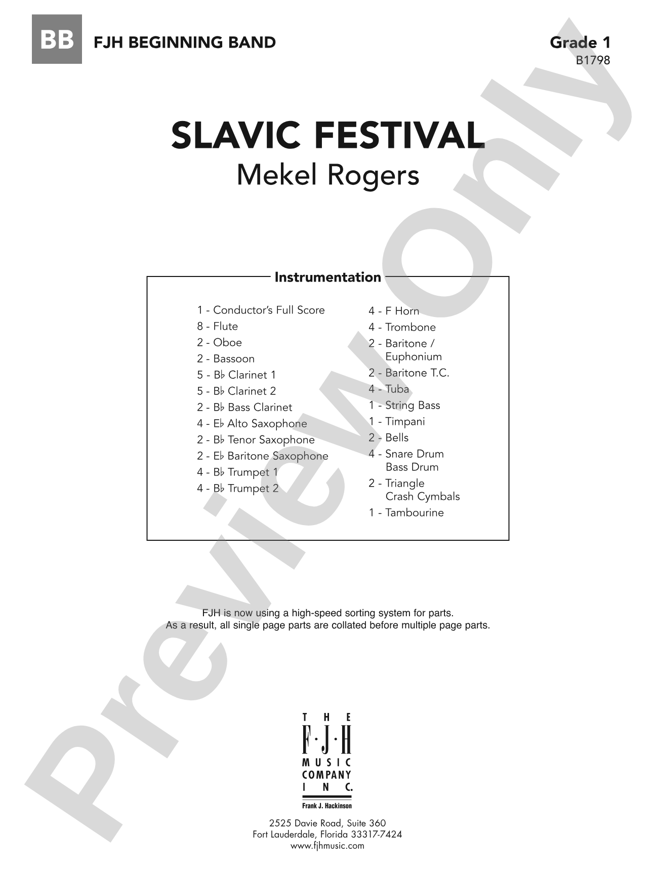 Slavic Festival: Concert Band Conductor Score & Parts