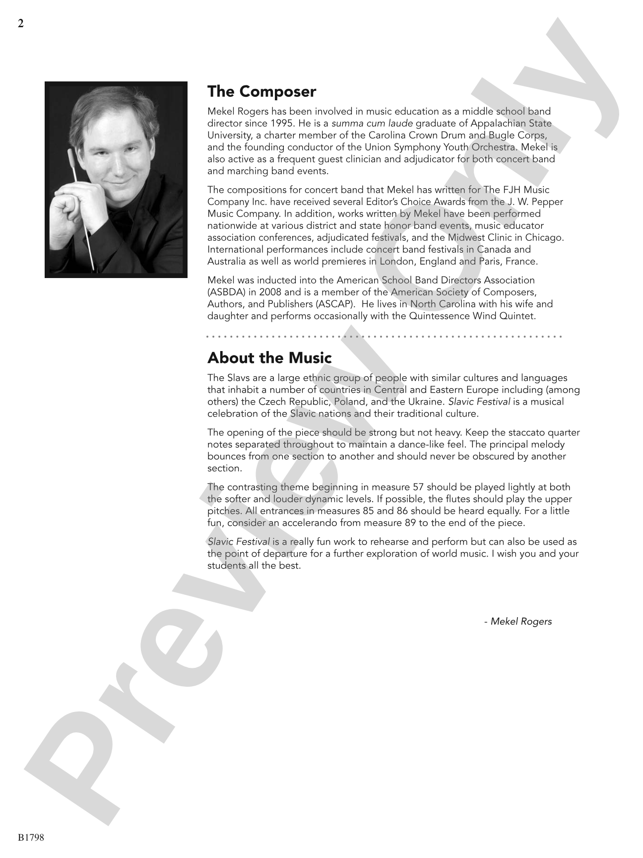 Slavic Festival: Concert Band Conductor Score & Parts