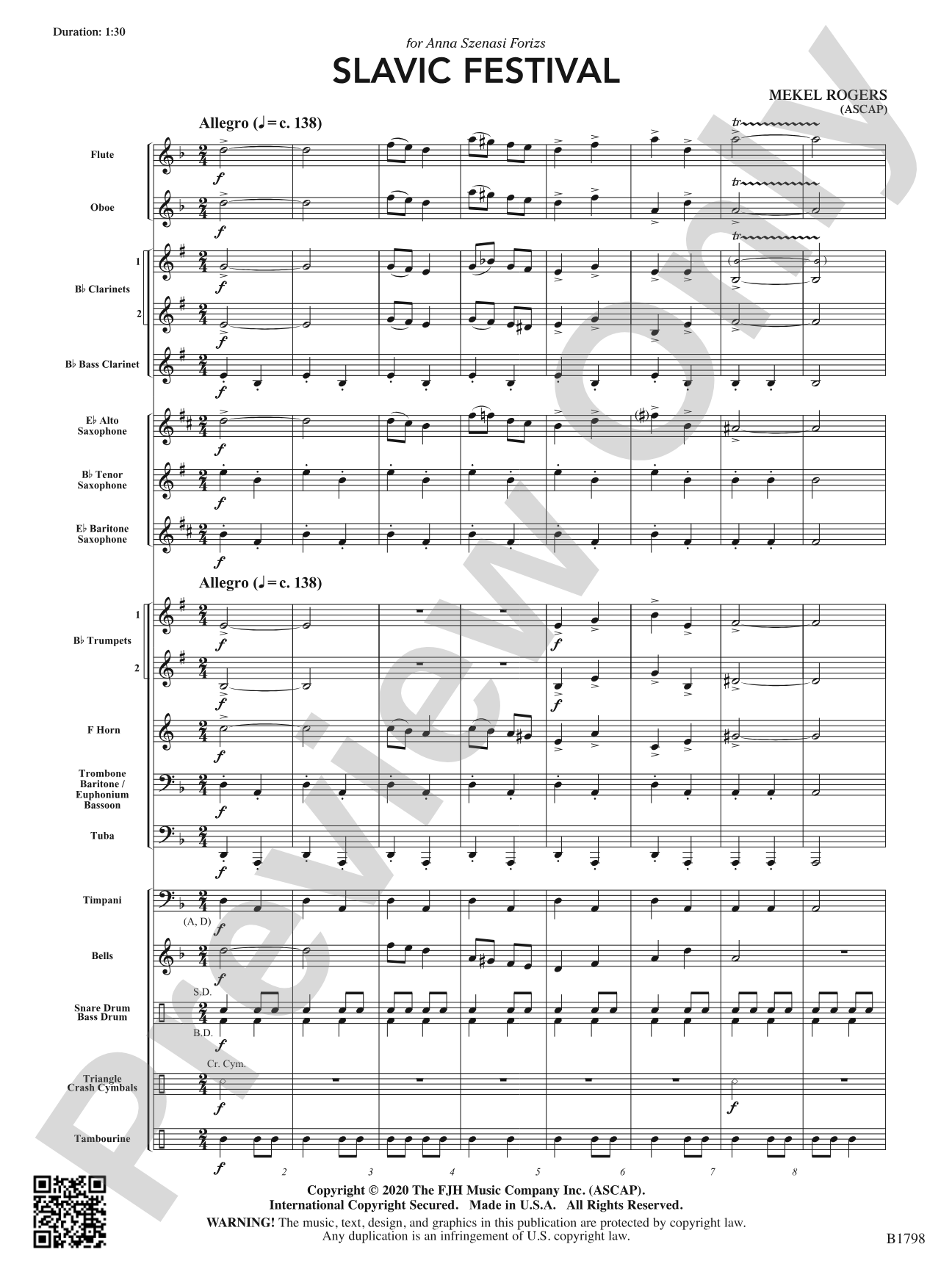 Slavic Festival: Concert Band Conductor Score & Parts