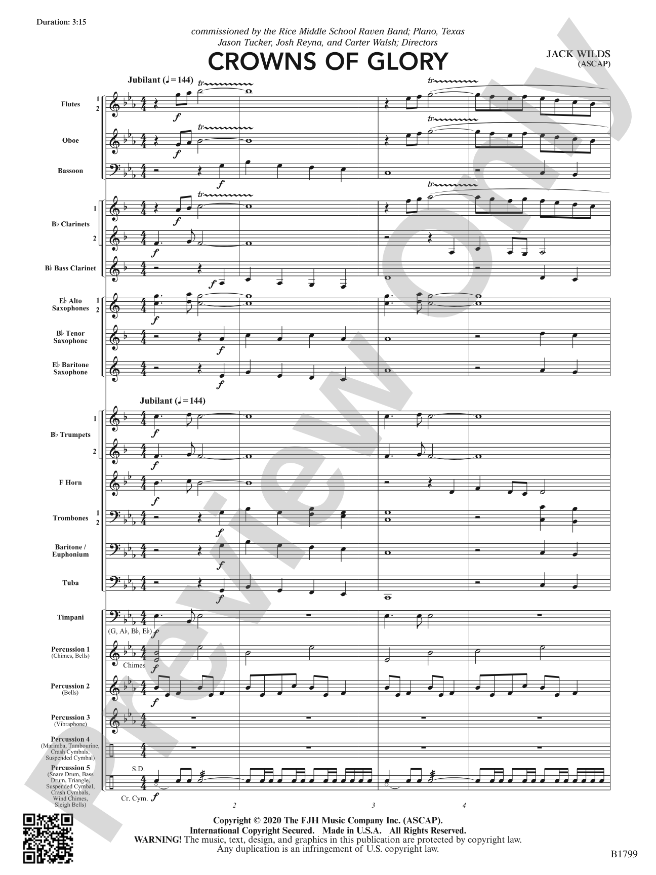 Crowns of Glory: Concert Band Conductor Score & Parts