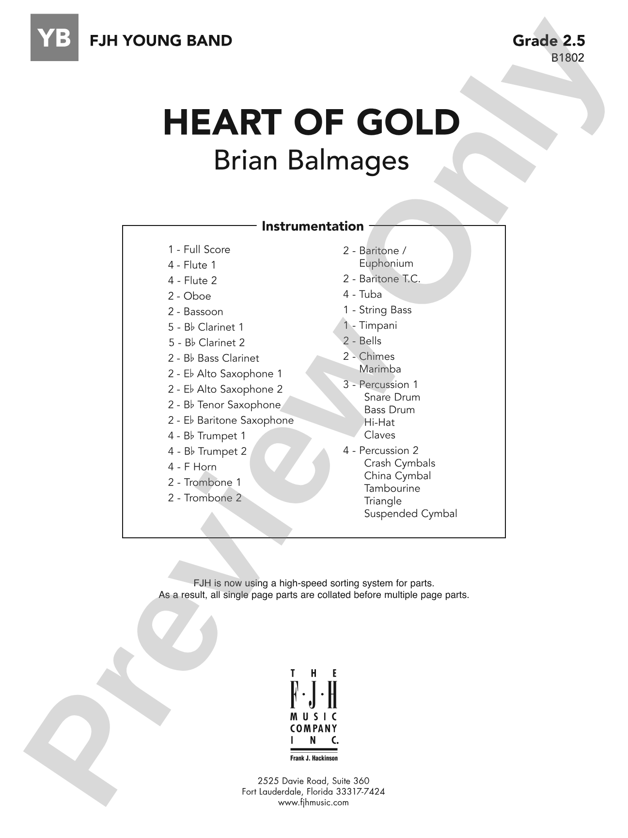 Heart of Gold: Concert Band Conductor Score & Parts