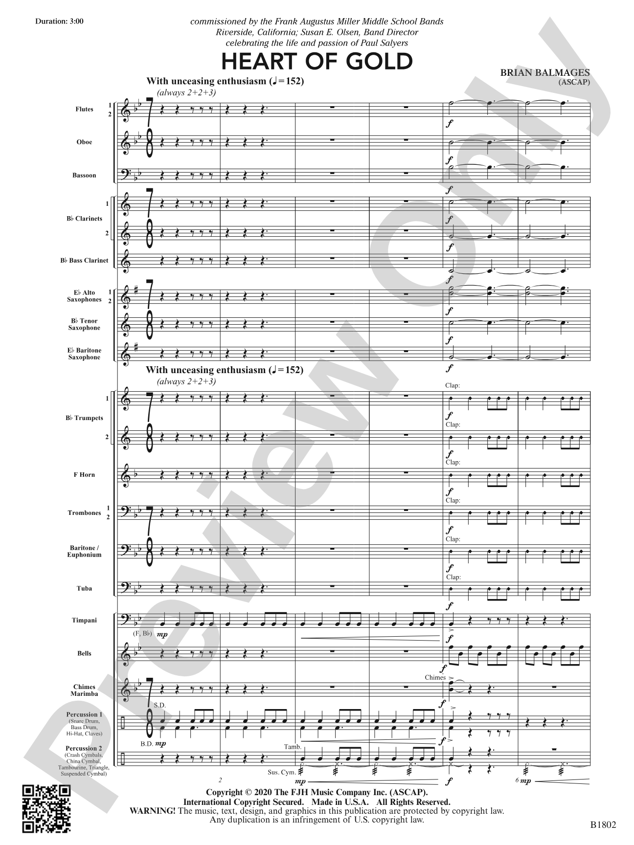 Heart of Gold: Concert Band Conductor Score & Parts