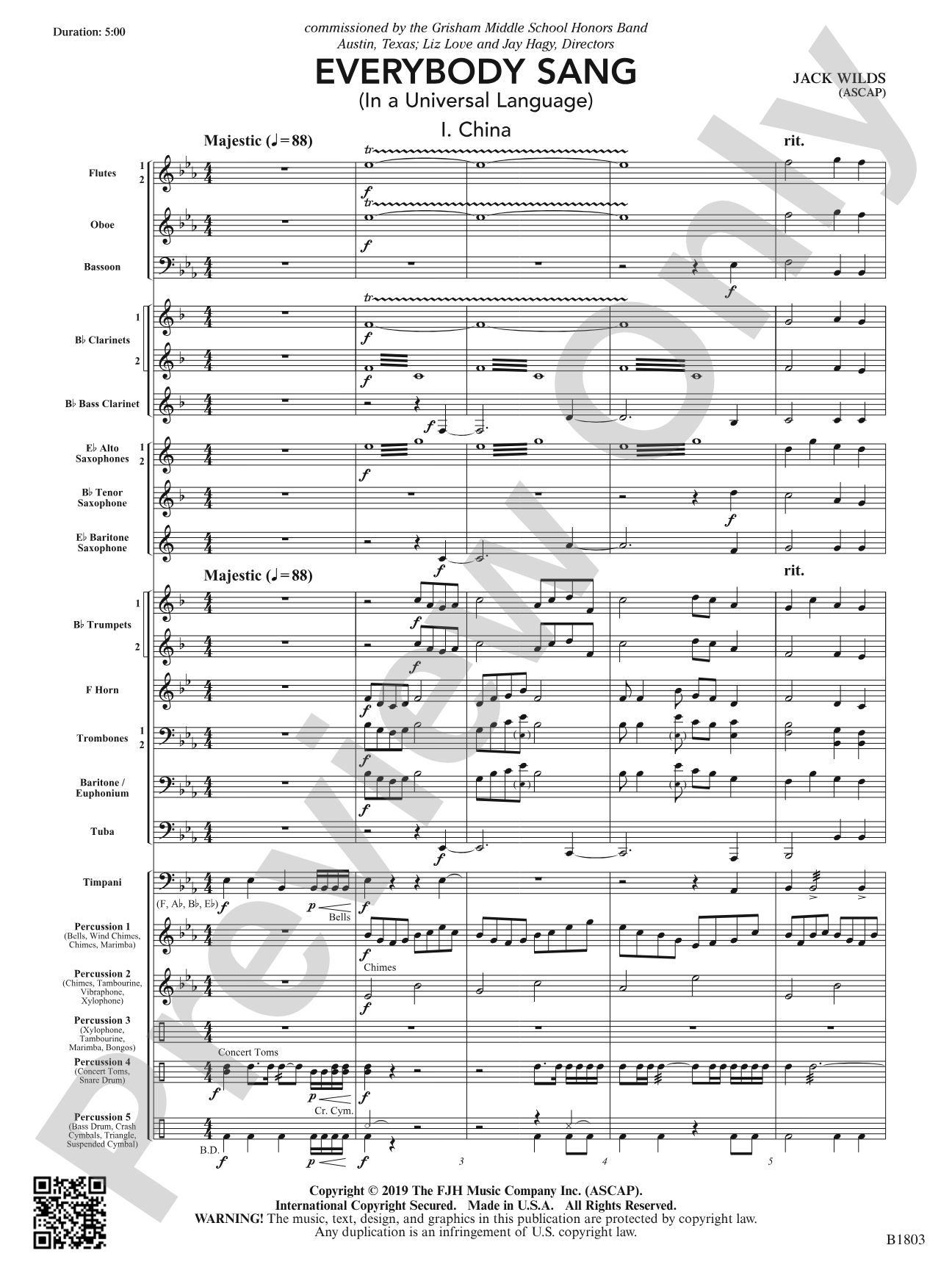 Everybody Sang (In a Universal Language): Concert Band Conductor Score & Parts