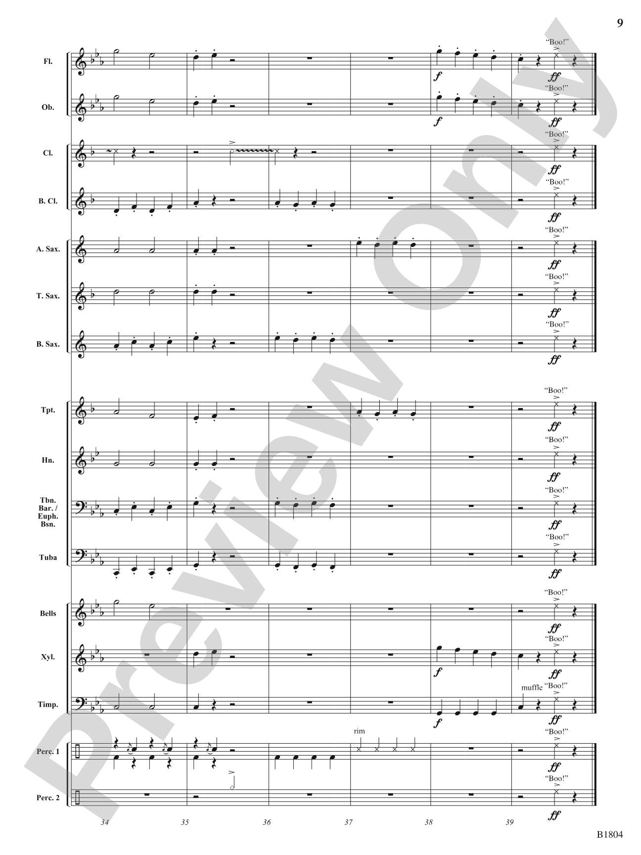 Spooky Mansion: Concert Band Conductor Score & Parts